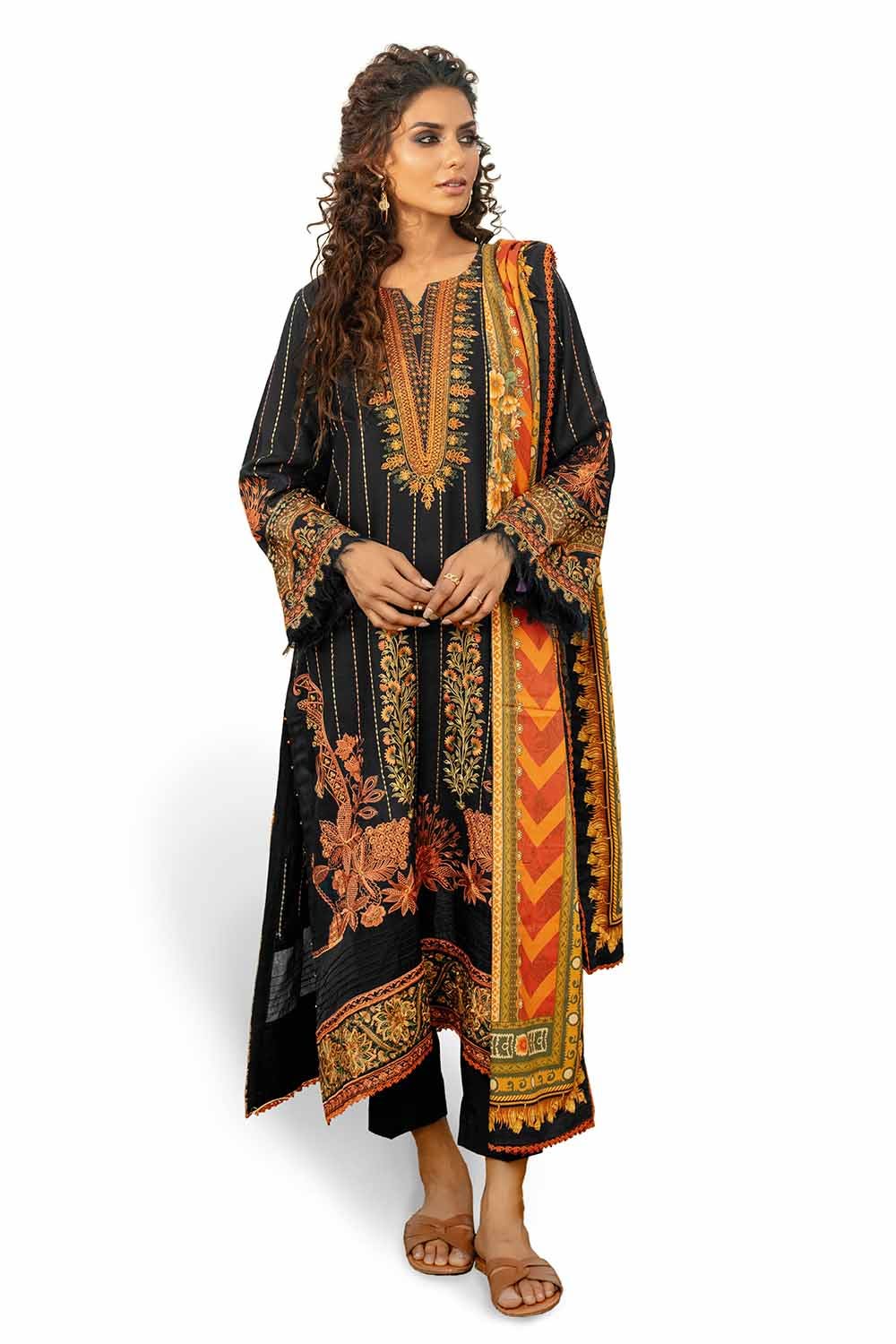 Gul Ahmed | Winter Collection 24 | Cotail Suit with Printed Twill Cotton Linen Dupatta CV-32015 - Official Gul Ahmed stockist in UK - Sakeena London
