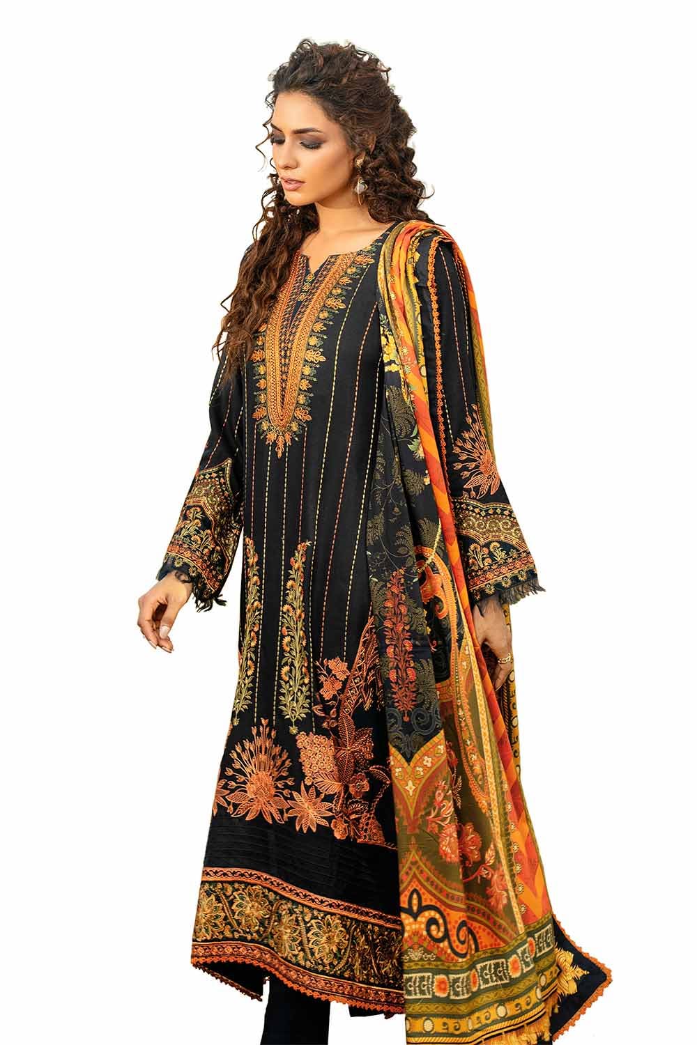 Gul Ahmed | Winter Collection 24 | Cotail Suit with Printed Twill Cotton Linen Dupatta CV-32015 - Official Gul Ahmed stockist in UK - Sakeena London