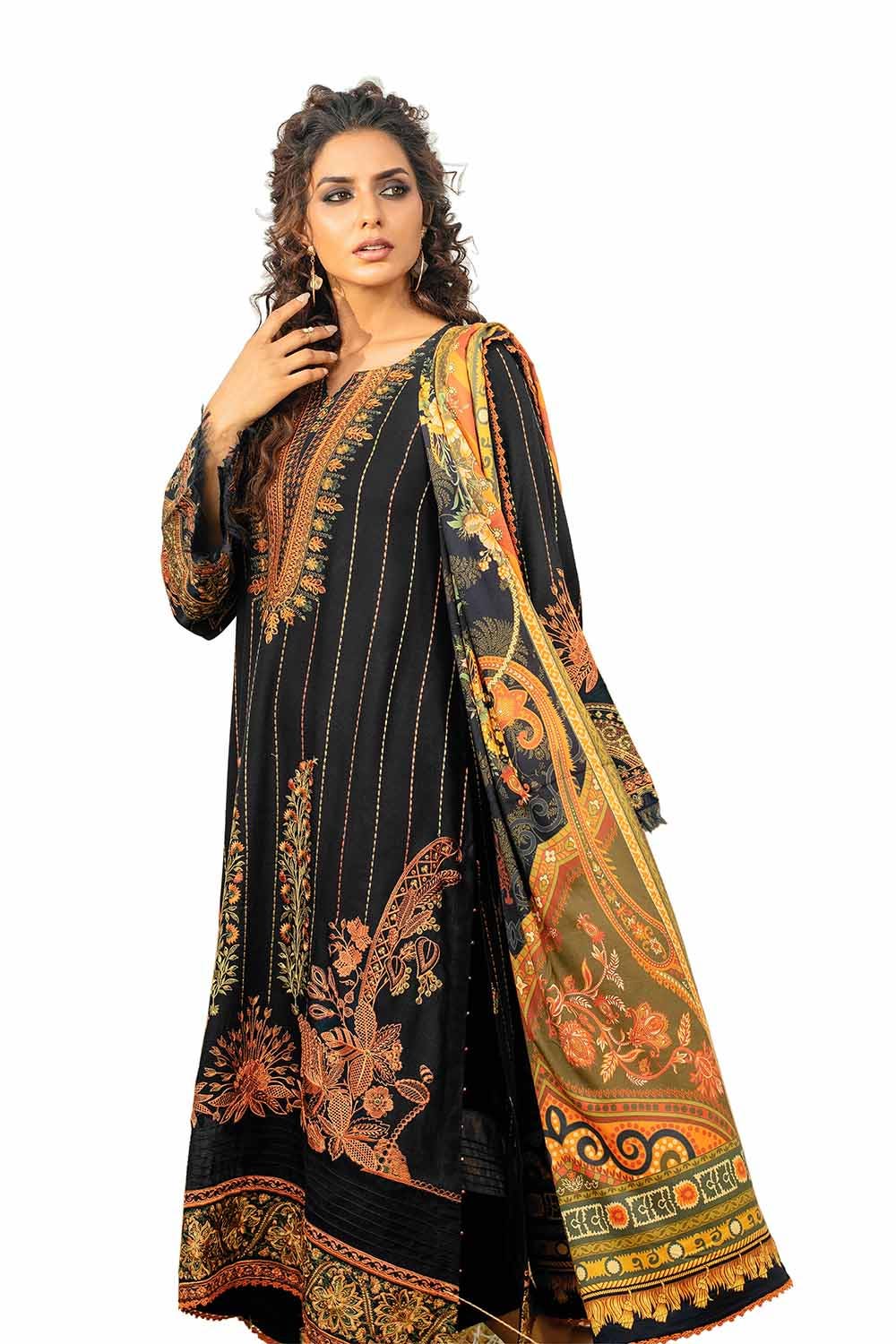 Gul Ahmed | Winter Collection 24 | Cotail Suit with Printed Twill Cotton Linen Dupatta CV-32015 - Official Gul Ahmed stockist in UK - Sakeena London