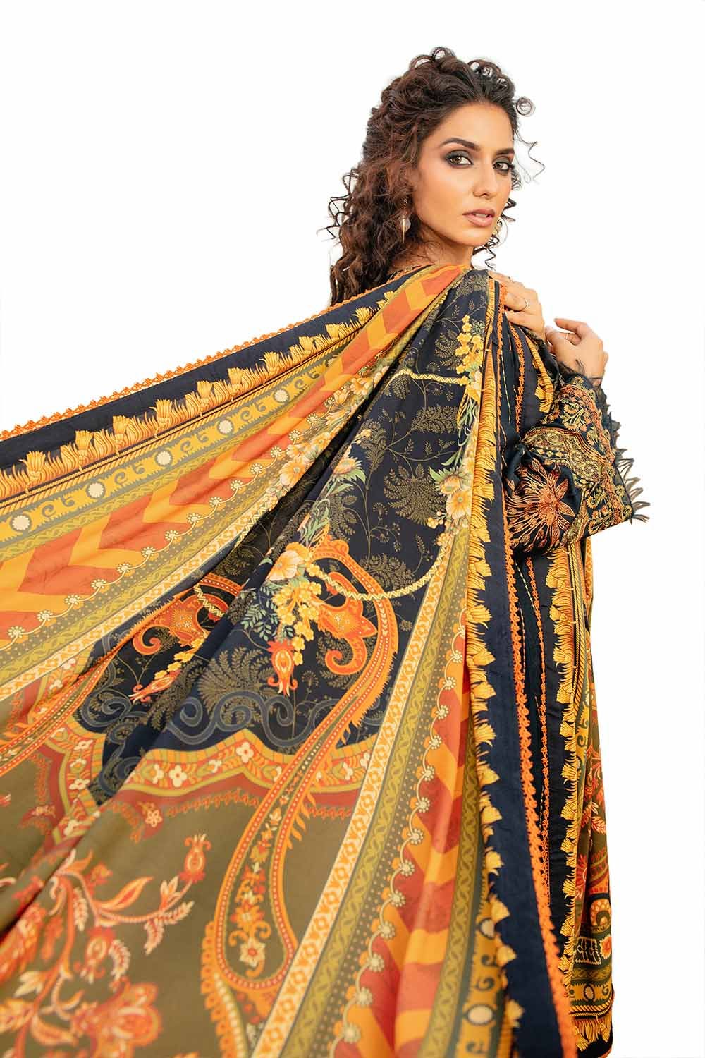 Gul Ahmed | Winter Collection 24 | Cotail Suit with Printed Twill Cotton Linen Dupatta CV-32015 - Official Gul Ahmed stockist in UK - Sakeena London