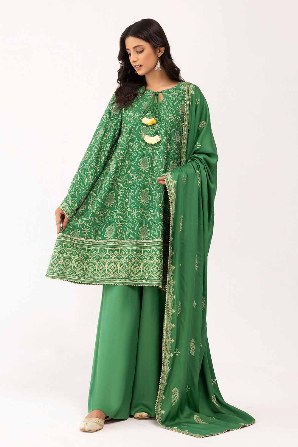 Gul Ahmed | Winter Collection 24 | Cotail Dupatta CV-42007 - Official Gul Ahmed stockist in UK - Sakeena London