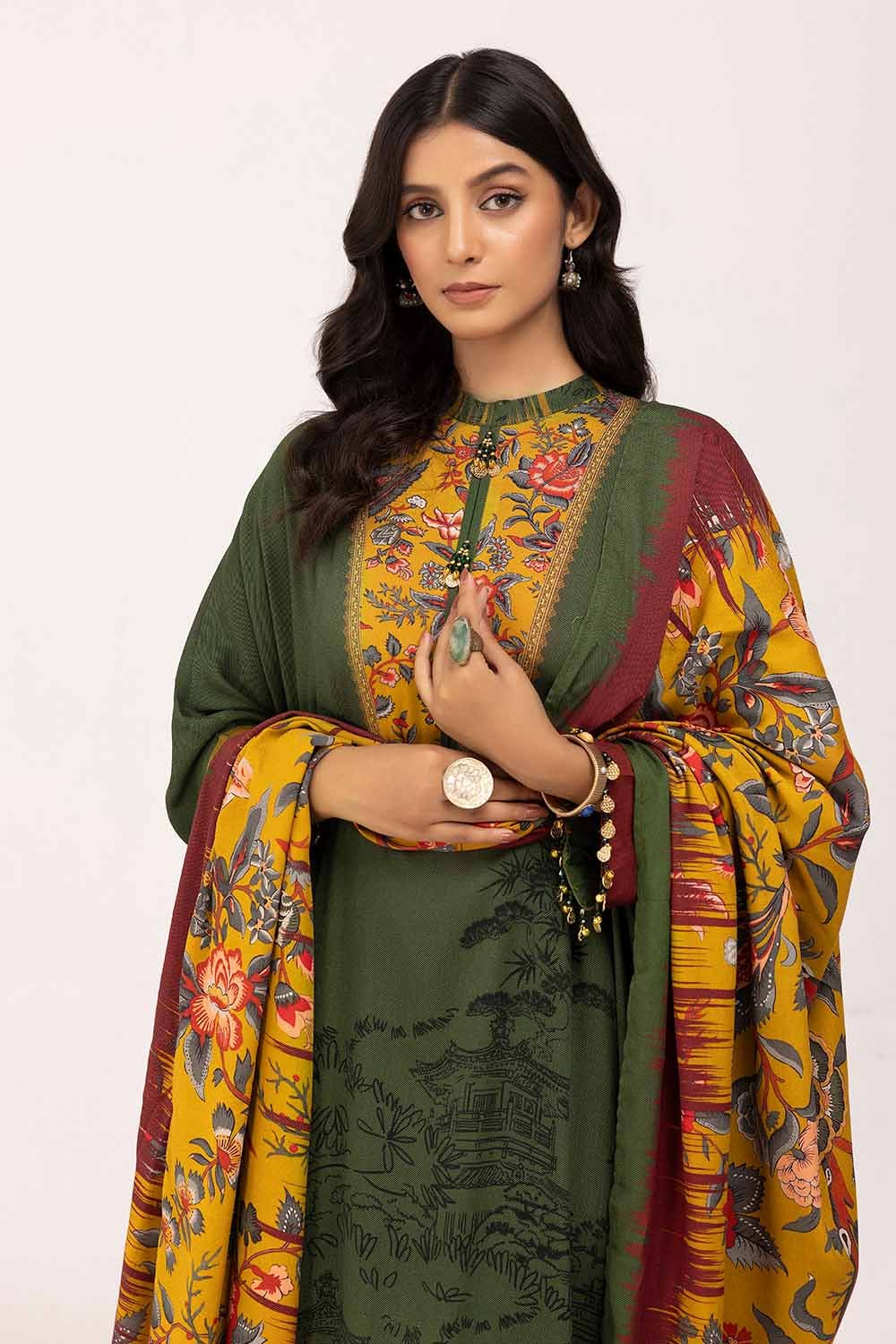 Gul Ahmed | Winter Collection 24 | Cotail Suit CV-42008 - Official Gul Ahmed stockist in UK - Sakeena London
