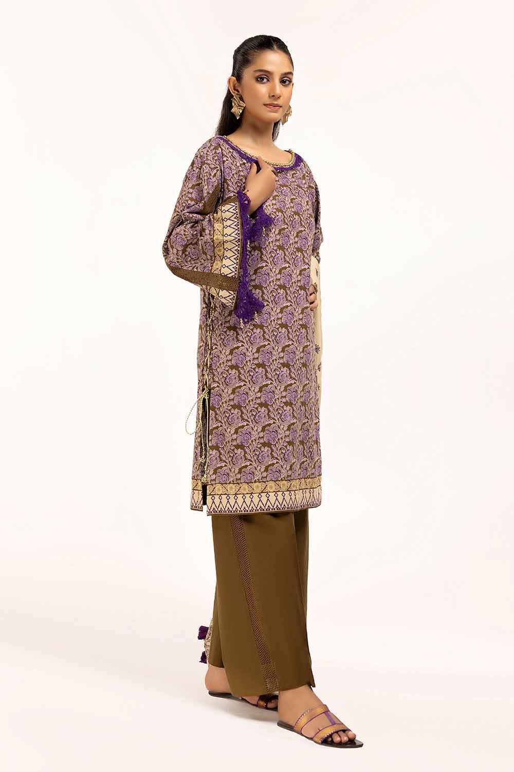 Gul Ahmed | Winter Collection 24 | Cotail Suit with Printed Twill Cotton Linen Dupatta CV-42009 - Official Gul Ahmed stockist in UK - Sakeena London