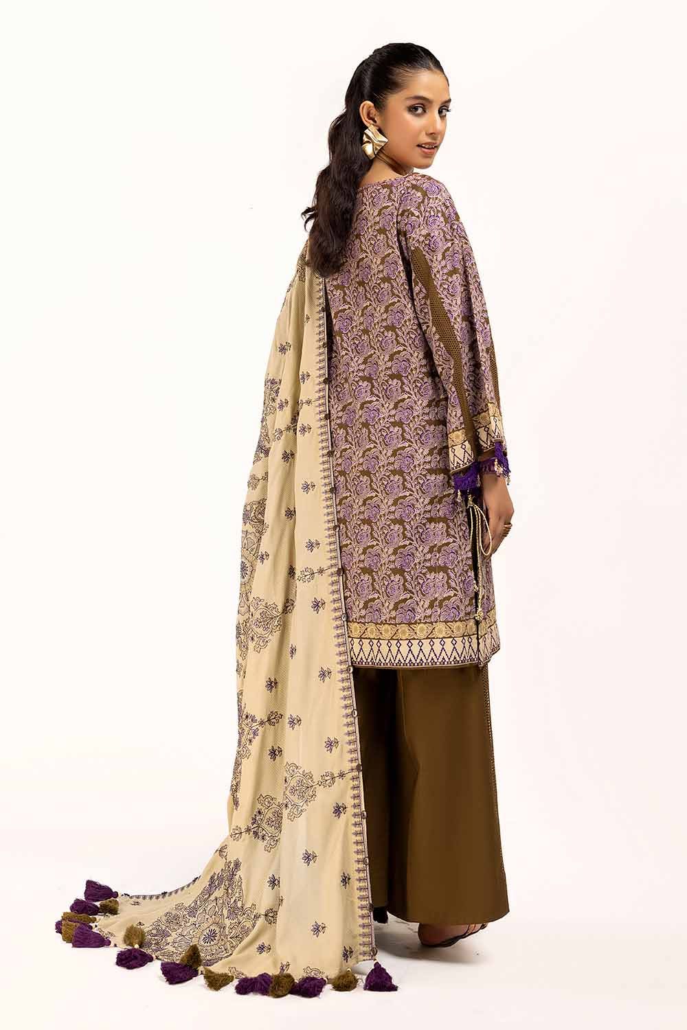 Gul Ahmed | Winter Collection 24 | Cotail Suit with Printed Twill Cotton Linen Dupatta CV-42009 - Official Gul Ahmed stockist in UK - Sakeena London