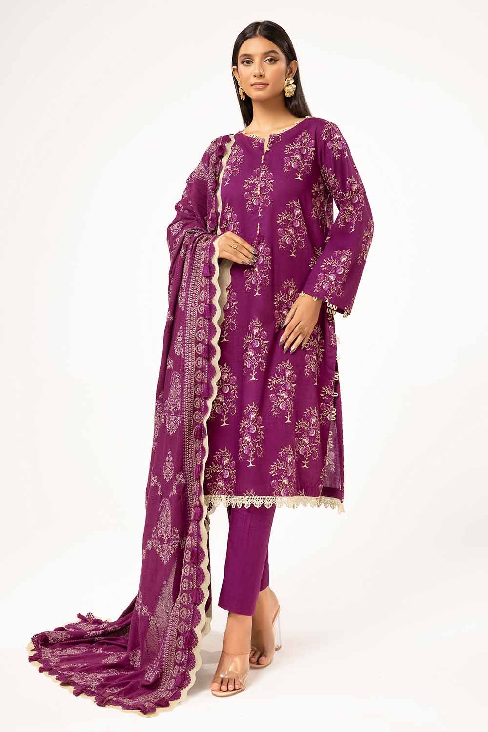 Gul Ahmed | Winter Collection 24 | Twill Cotton Linen Dupatta CV-42010 - Official Gul Ahmed stockist in UK - Sakeena London