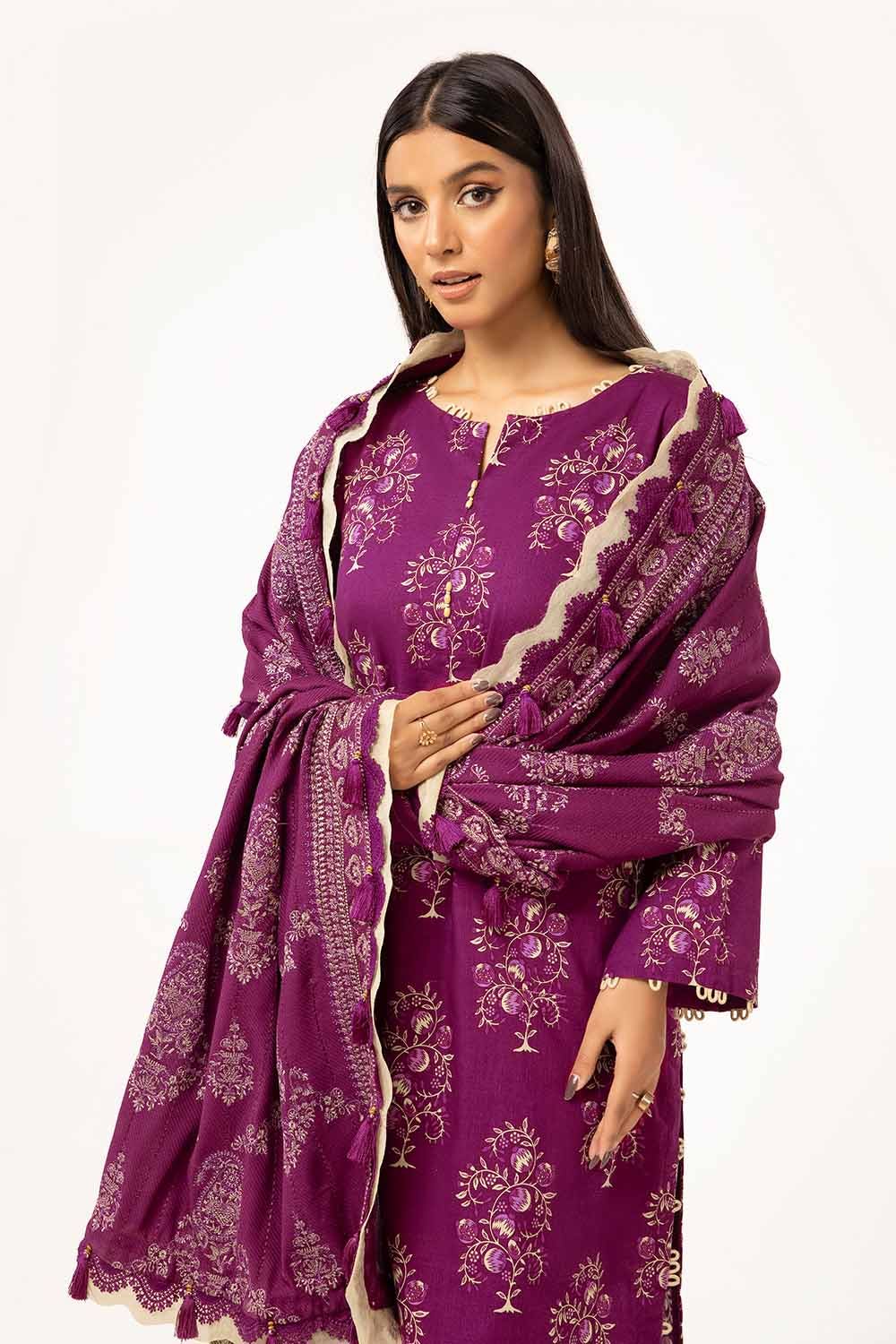 Gul Ahmed | Winter Collection 24 | Twill Cotton Linen Dupatta CV-42010 - Official Gul Ahmed stockist in UK - Sakeena London