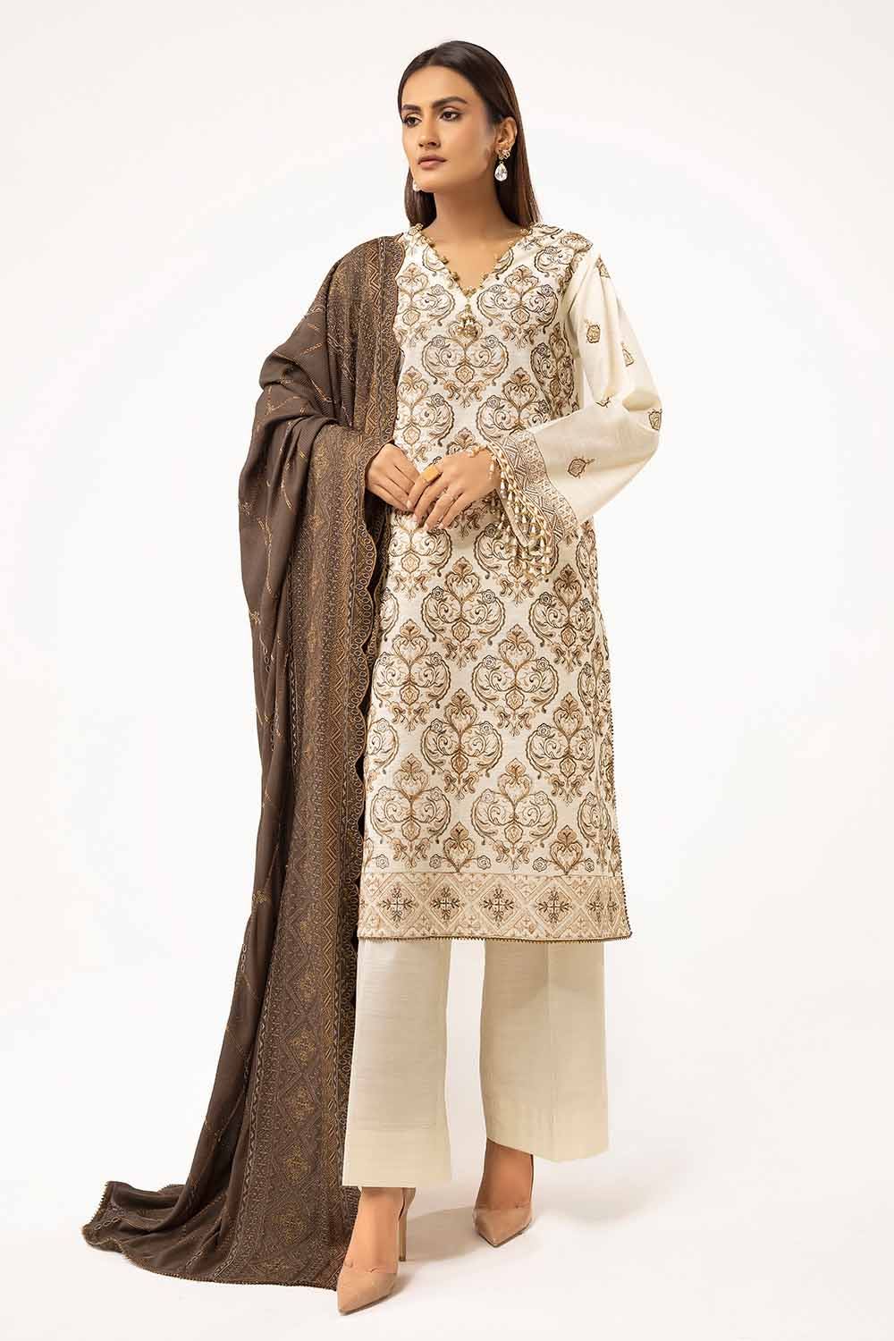 Gul Ahmed | Winter Collection 24 | Twill Cotton Linen Dupatta CV-42011 - Official Gul Ahmed stockist in UK - Sakeena London