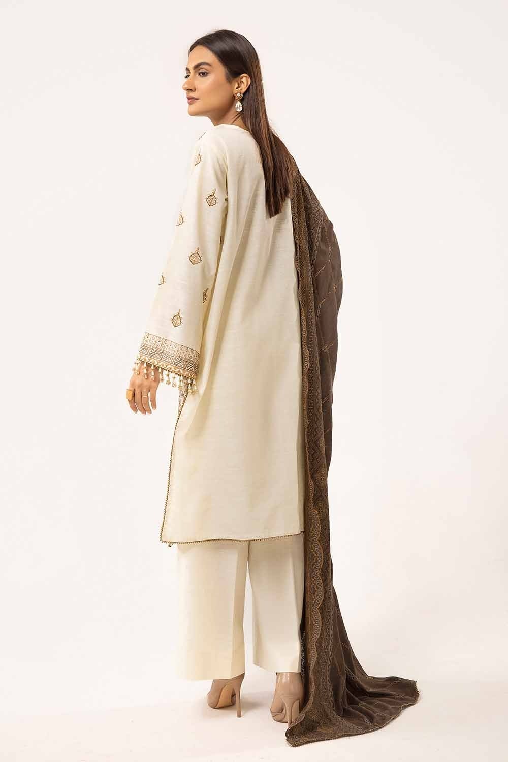 Gul Ahmed | Winter Collection 24 | Twill Cotton Linen Dupatta CV-42011 - Official Gul Ahmed stockist in UK - Sakeena London