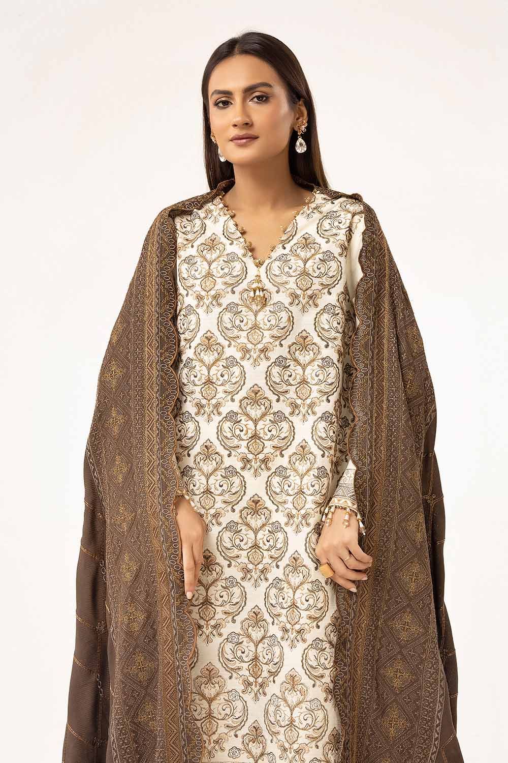 Gul Ahmed | Winter Collection 24 | Twill Cotton Linen Dupatta CV-42011 - Official Gul Ahmed stockist in UK - Sakeena London