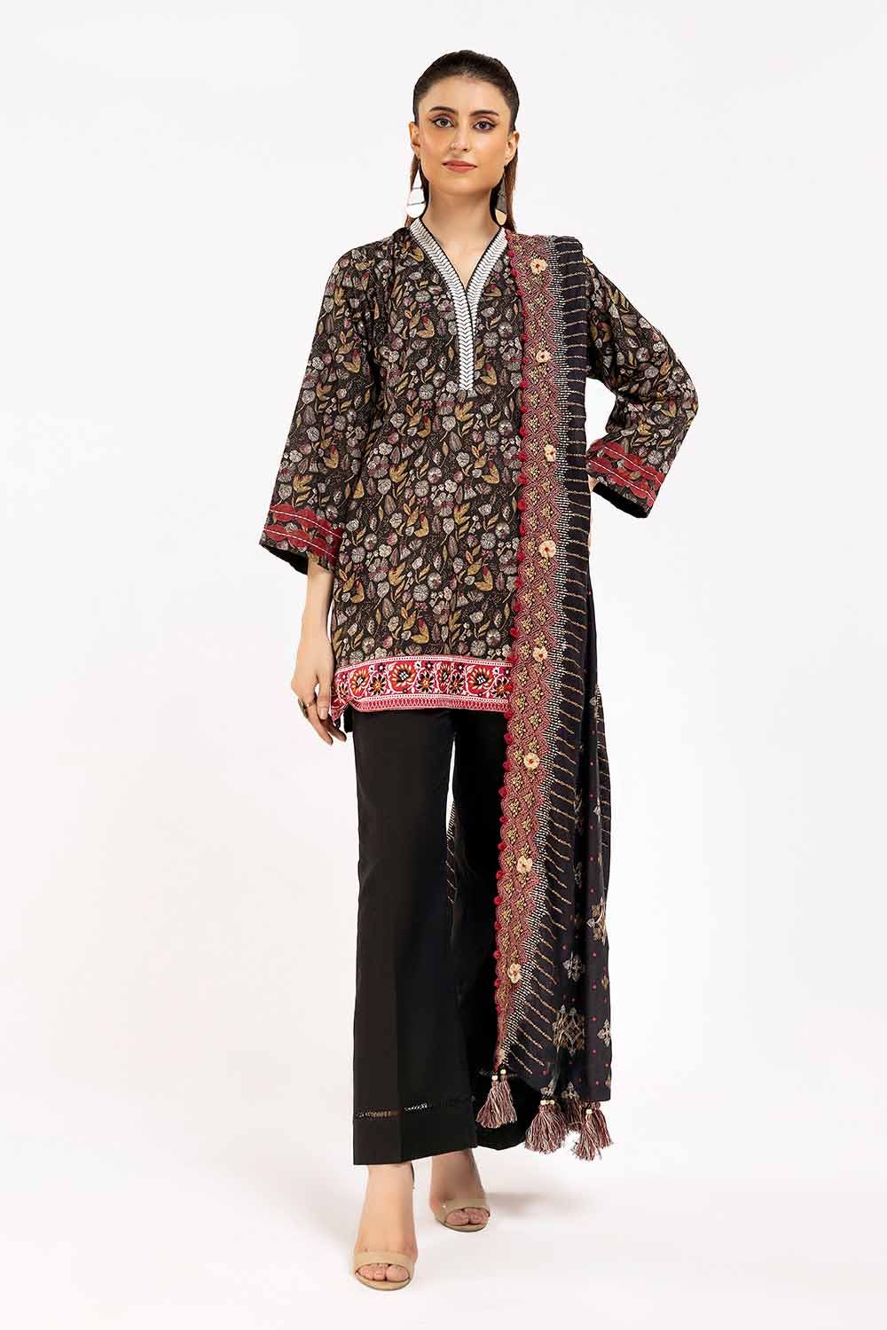 Gul Ahmed | Winter Collection 24 | Twill Cotton Linen Dupatta CV-42012 - Official Gul Ahmed stockist in UK - Sakeena London