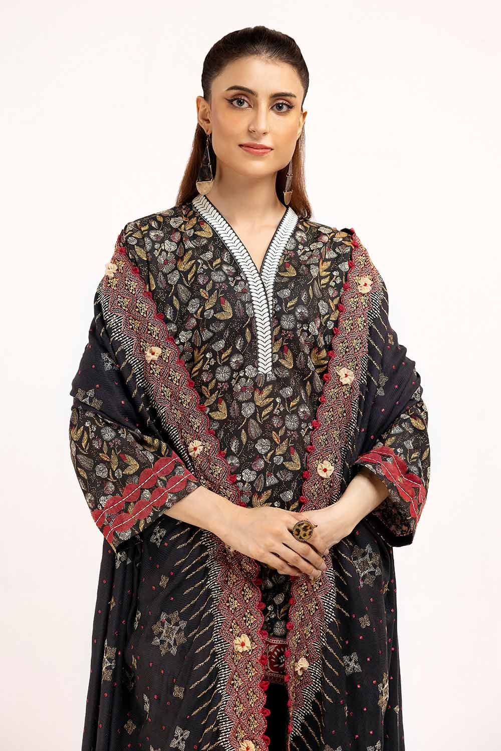 Gul Ahmed | Winter Collection 24 | Twill Cotton Linen Dupatta CV-42012 - Official Gul Ahmed stockist in UK - Sakeena London