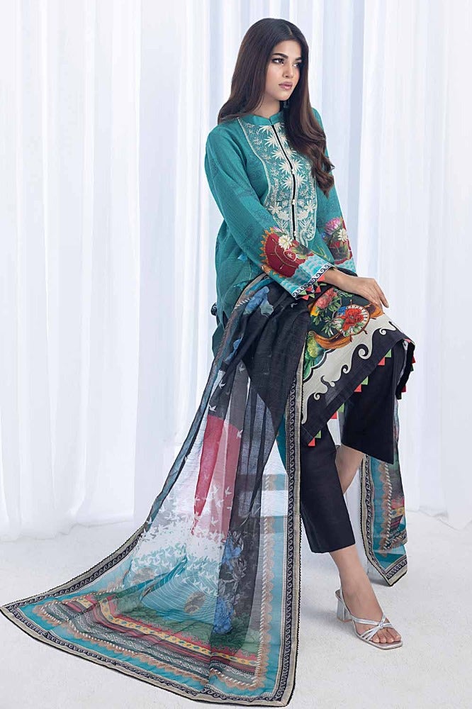 Gul Ahmed | Winter Collection 24 | Net Dupatta WRF-32019 - Official Gul Ahmed stockist in UK - Sakeena London