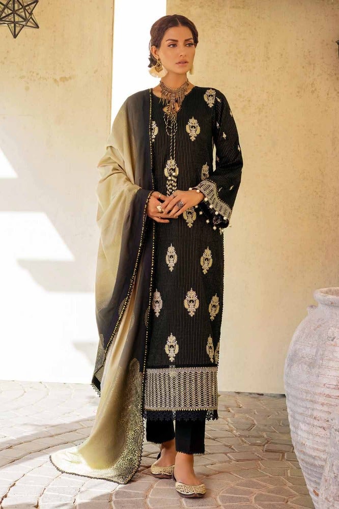 Gul Ahmed | Winter Collection 24 | Khaddar Jacquard Dupatta MJ-32077 - Official Gul Ahmed stockist in UK - Sakeena London