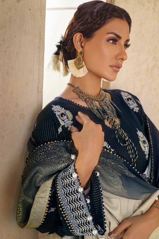 Gul Ahmed | Winter Collection 24 | Khaddar Jacquard Dupatta MJ-32077 - Official Gul Ahmed stockist in UK - Sakeena London