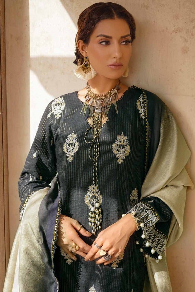 Gul Ahmed | Winter Collection 24 | Khaddar Jacquard Dupatta MJ-32077 - Official Gul Ahmed stockist in UK - Sakeena London