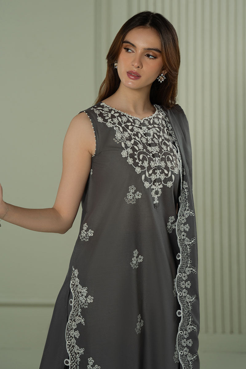 Mahnur | Twilight Luxury Lawn 25 | FLORAL ASH - Official Cross Stitch stockist in UK - Sakeena London
