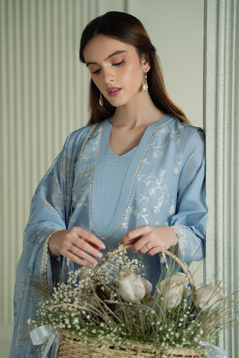 Mahnur | Twilight Luxury Lawn 25 | LAVENDER BLUE - Official Cross Stitch stockist in UK - Sakeena London