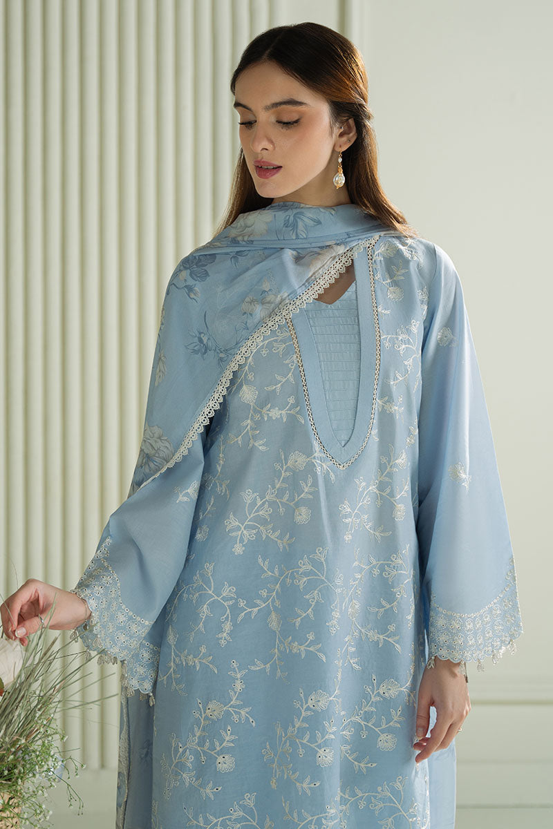 Mahnur | Twilight Luxury Lawn 25 | LAVENDER BLUE - Official Cross Stitch stockist in UK - Sakeena London