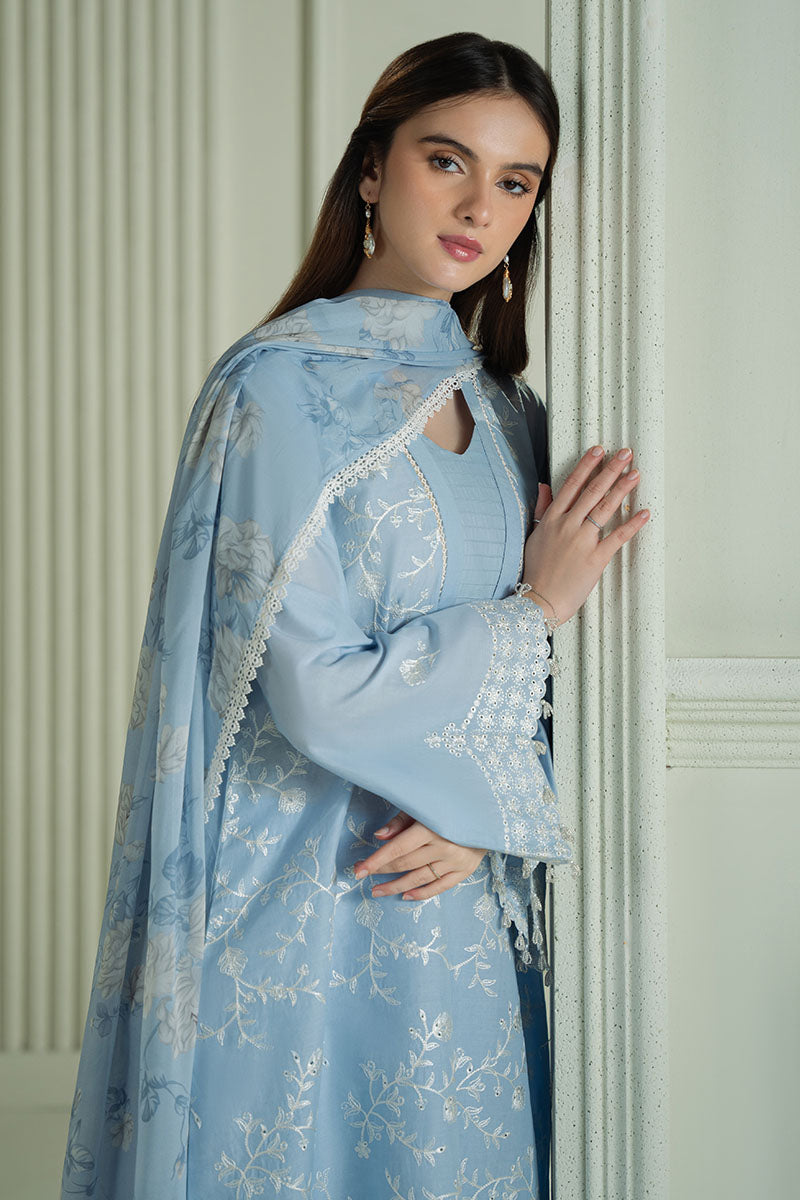 Mahnur | Twilight Luxury Lawn 25 | LAVENDER BLUE - Official Cross Stitch stockist in UK - Sakeena London