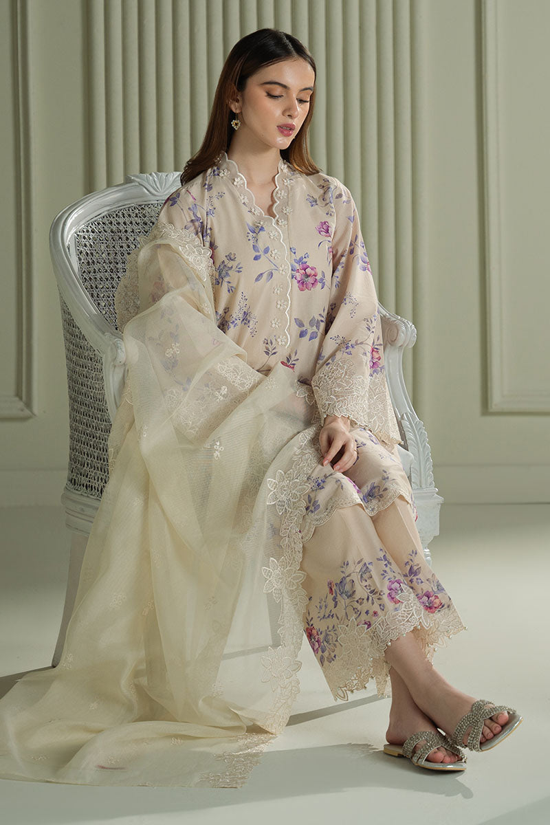Mahnur | Twilight Luxury Lawn 25 | BLOOMING SAND - Official Cross Stitch stockist in UK - Sakeena London