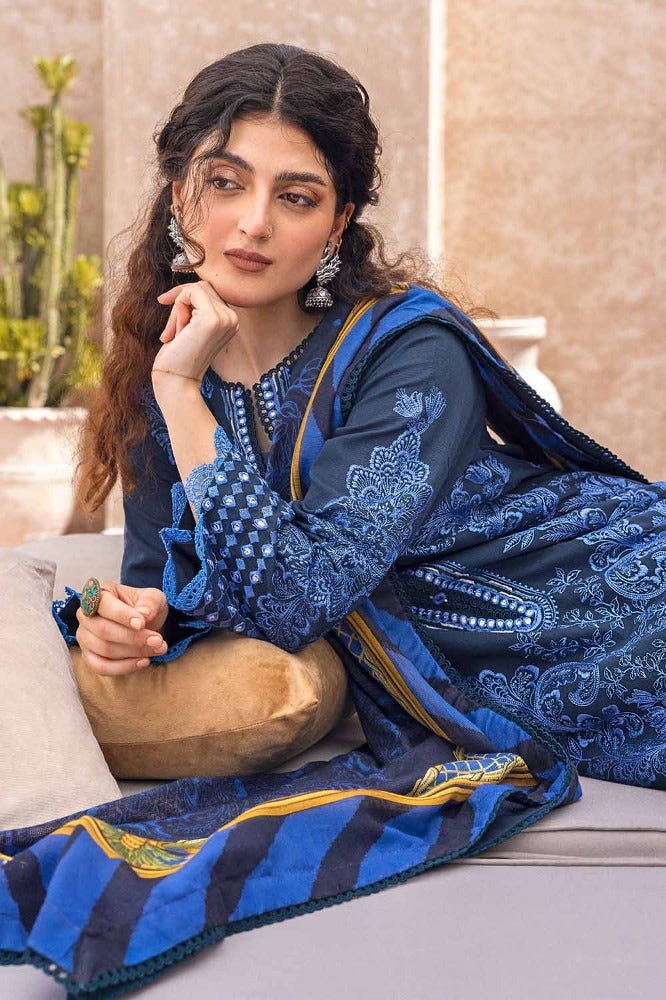 Gul Ahmed | Winter Collection 24 | Cotton Net Dupatta CN-32040 - Official Gul Ahmed stockist in UK - Sakeena London