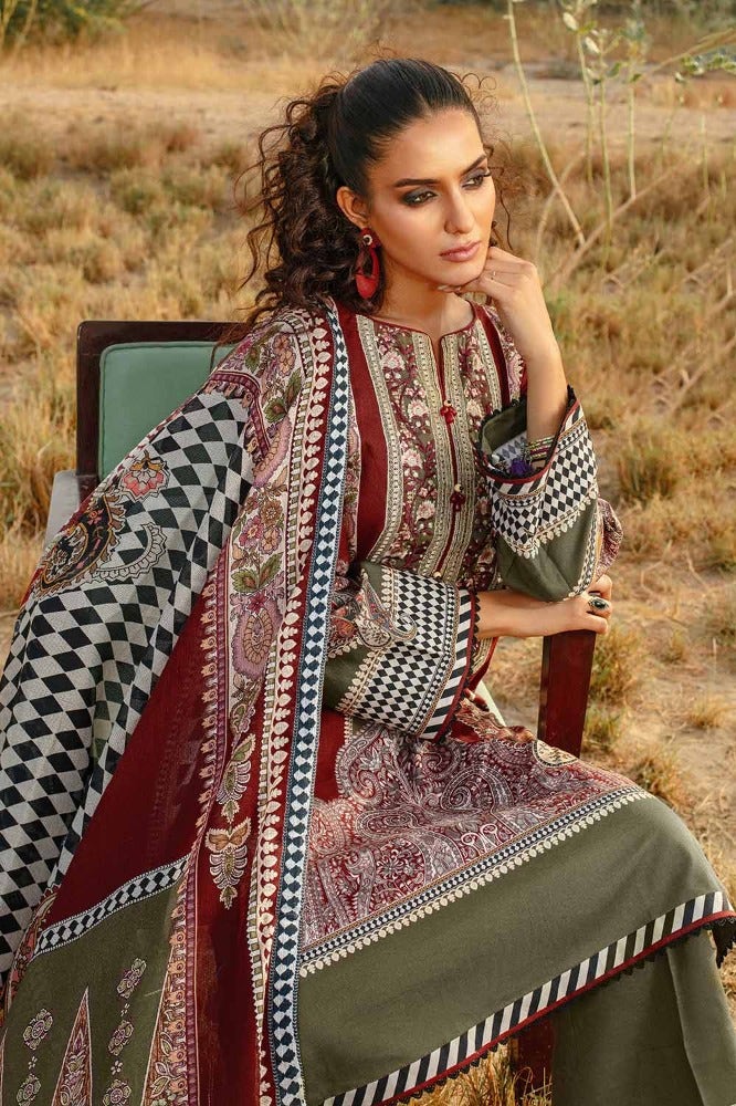 Gul Ahmed | Winter Collection 24 | Cotton Net Dupatta CD-32002 - Official Gul Ahmed stockist in UK - Sakeena London