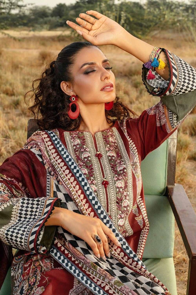 Gul Ahmed | Winter Collection 24 | Cotton Net Dupatta CD-32002 - Official Gul Ahmed stockist in UK - Sakeena London
