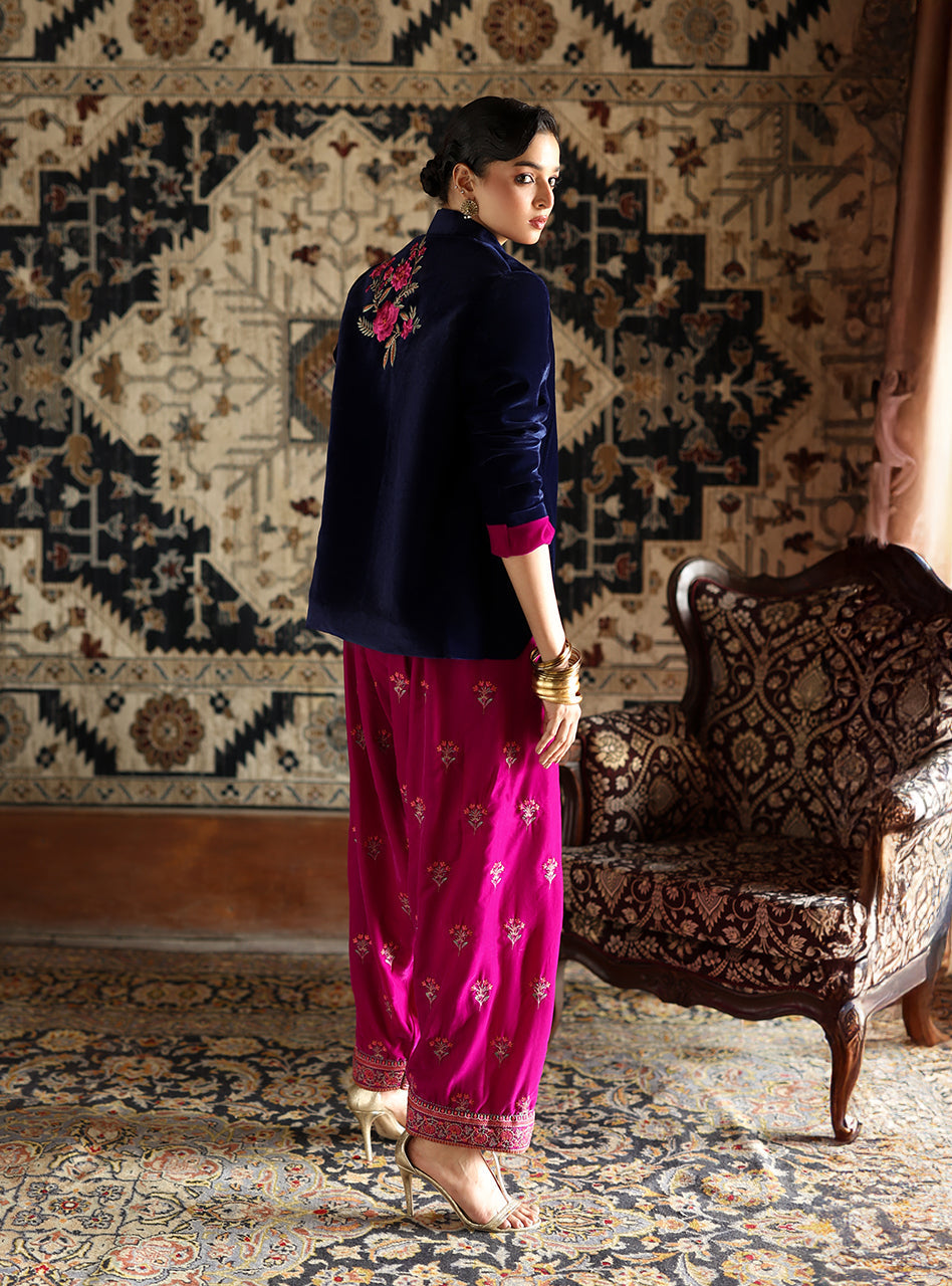 Zainab Chottani | Velura Velvet Edit 25 | Bela Jacket And Farshi - Official Zainab Chottani stockist in UK - Sakeena London