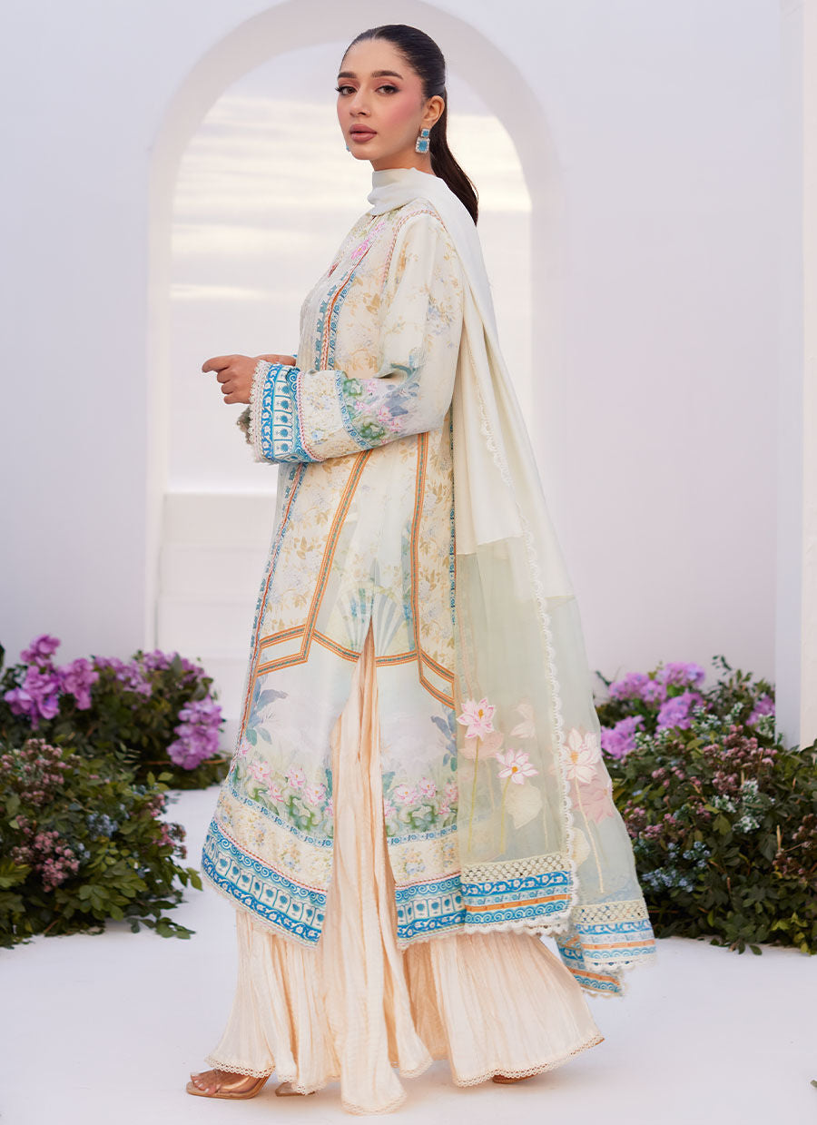 Farah Talib Aziz | Zaza Prints 24 | TURKISH AQUA SHIRT AND DUPATTA - Official Farah Talib Aziz stockist in UK - Sakeena London