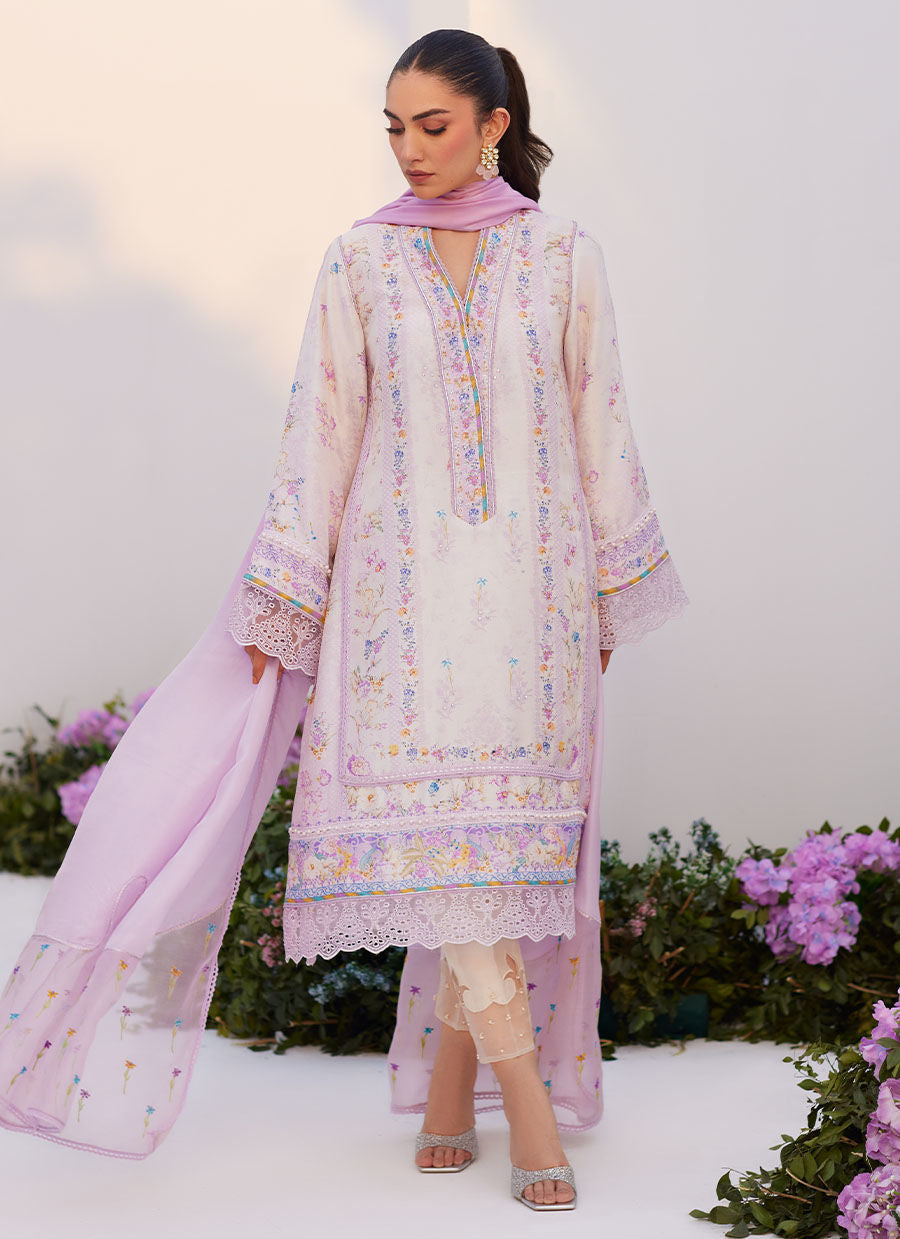 Farah Talib Aziz | Zaza Prints 24 | HEATHER LAVENDER SHIRT AND DUPATTA - Official Farah Talib Aziz stockist in UK - Sakeena London