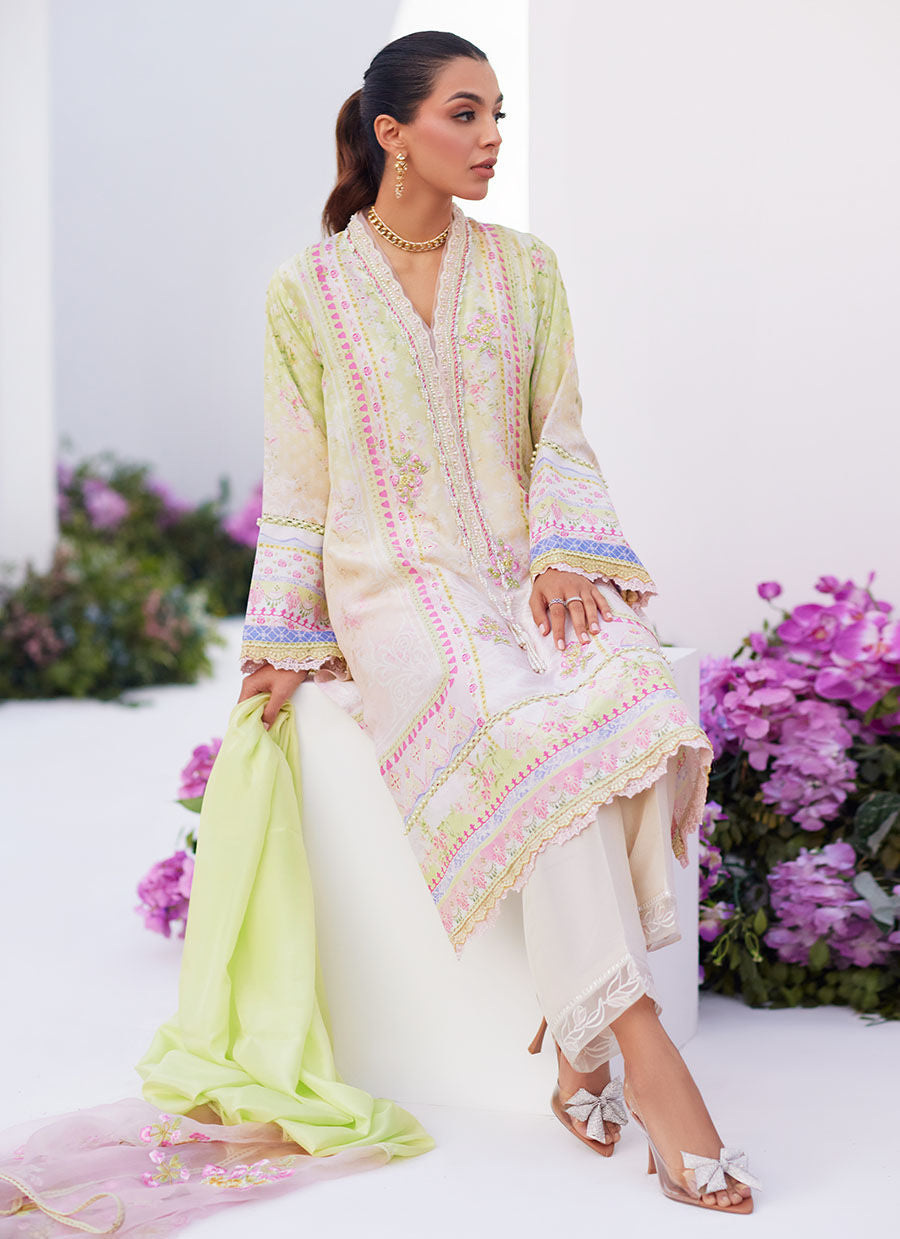Farah Talib Aziz | Zaza Prints 24 | PEAR OMBRÃÂÃÂ SHIRT AND DUPATTA - Official Farah Talib Aziz stockist in UK - Sakeena London