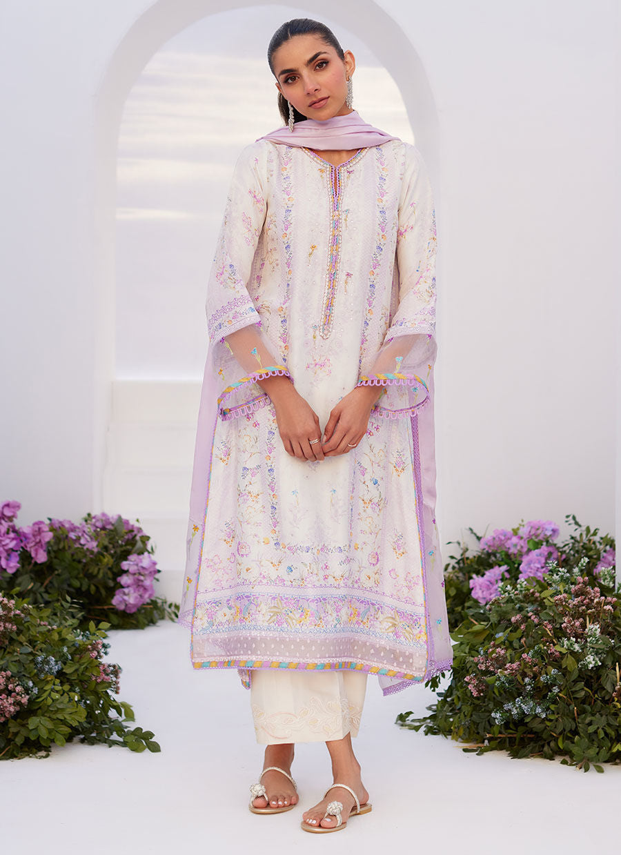 Farah Talib Aziz | Zaza Prints 24 | THISTLE LILAC SHIRT AND DUPATTA - Official Farah Talib Aziz stockist in UK - Sakeena London