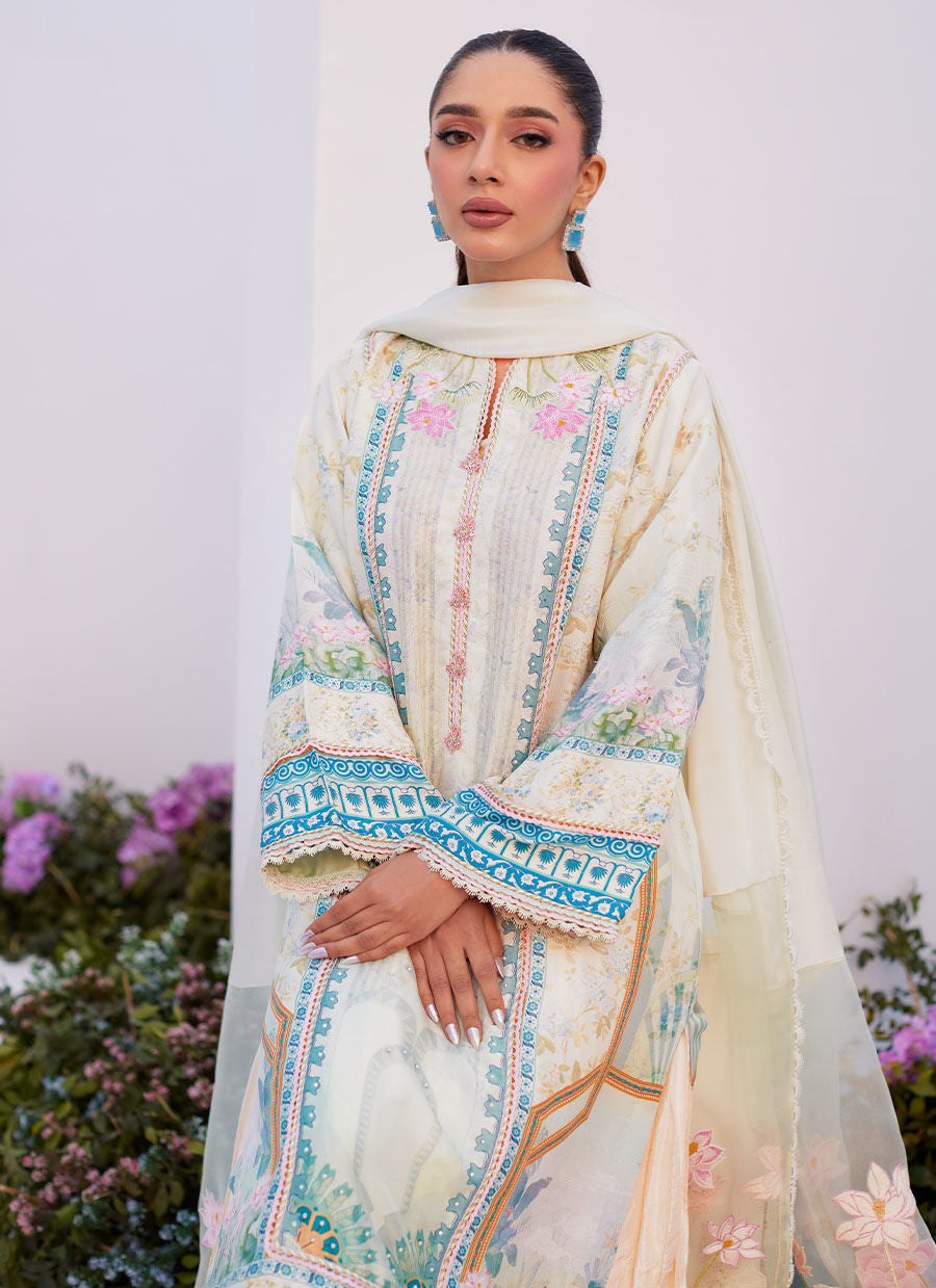 Farah Talib Aziz | Zaza Prints 24 | TURKISH AQUA SHIRT AND DUPATTA - Official Farah Talib Aziz stockist in UK - Sakeena London