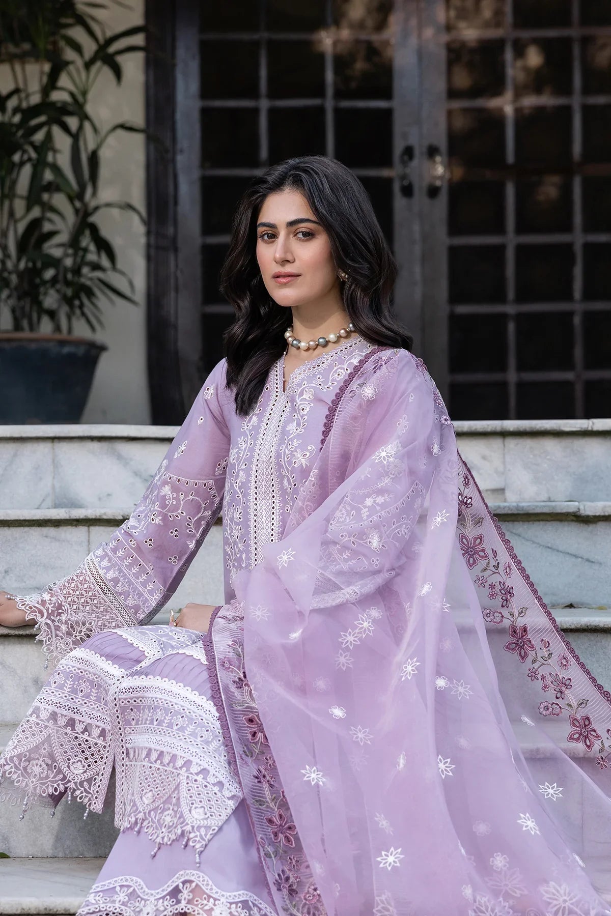 Farasha | Bahaar Embroidered Lawn | Lilac Florine - Official Farasha stockist in UK - Sakeena London