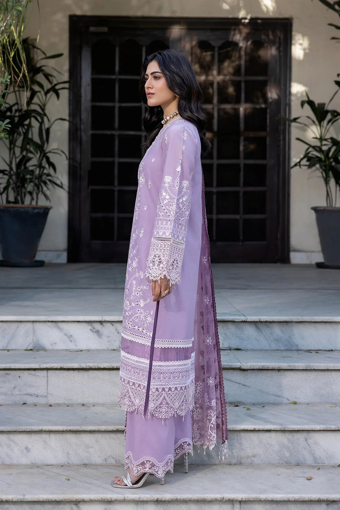 Farasha | Bahaar Embroidered Lawn | Lilac Florine - Official Farasha stockist in UK - Sakeena London
