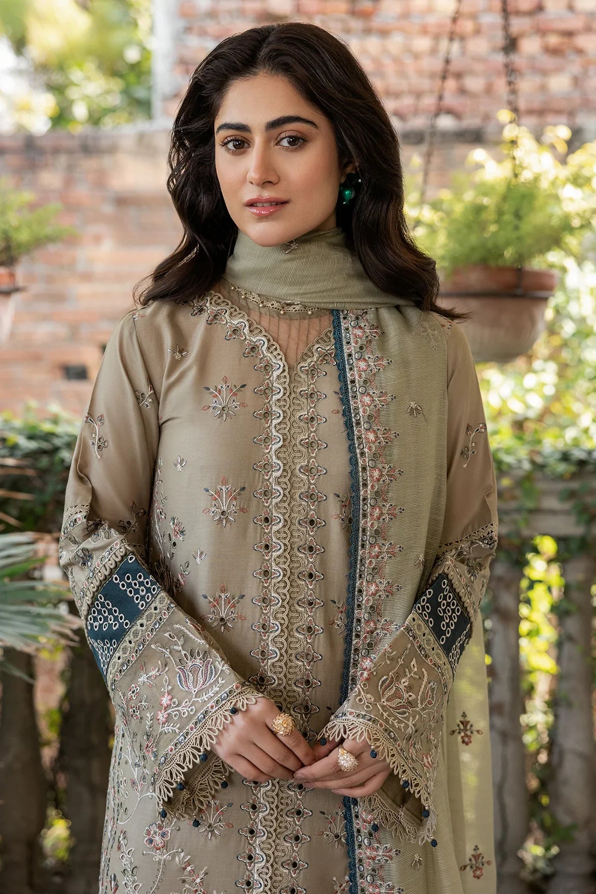 Farasha | Bahaar Embroidered Lawn | Whimsical Sage - Official Farasha stockist in UK - Sakeena London