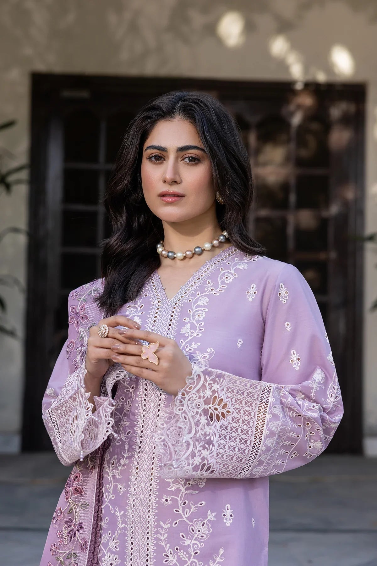 Farasha | Bahaar Embroidered Lawn | Lilac Florine - Official Farasha stockist in UK - Sakeena London