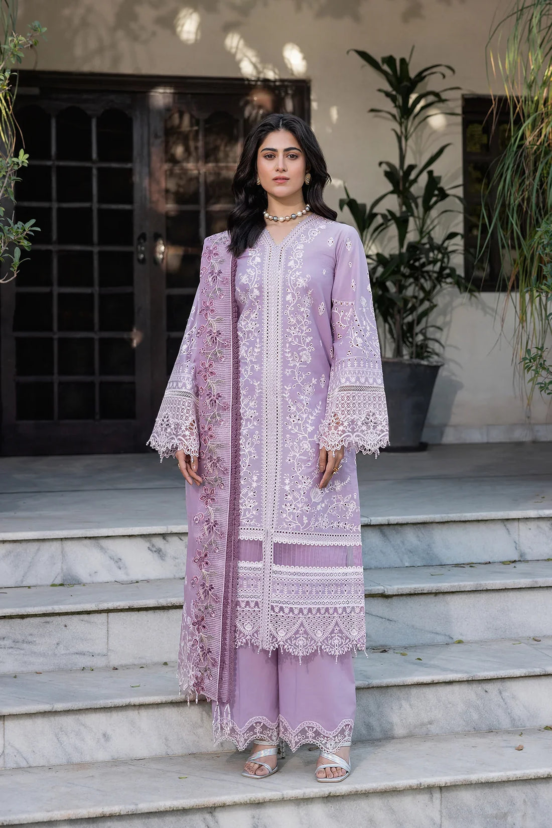 Farasha | Bahaar Embroidered Lawn | Lilac Florine - Official Farasha stockist in UK - Sakeena London