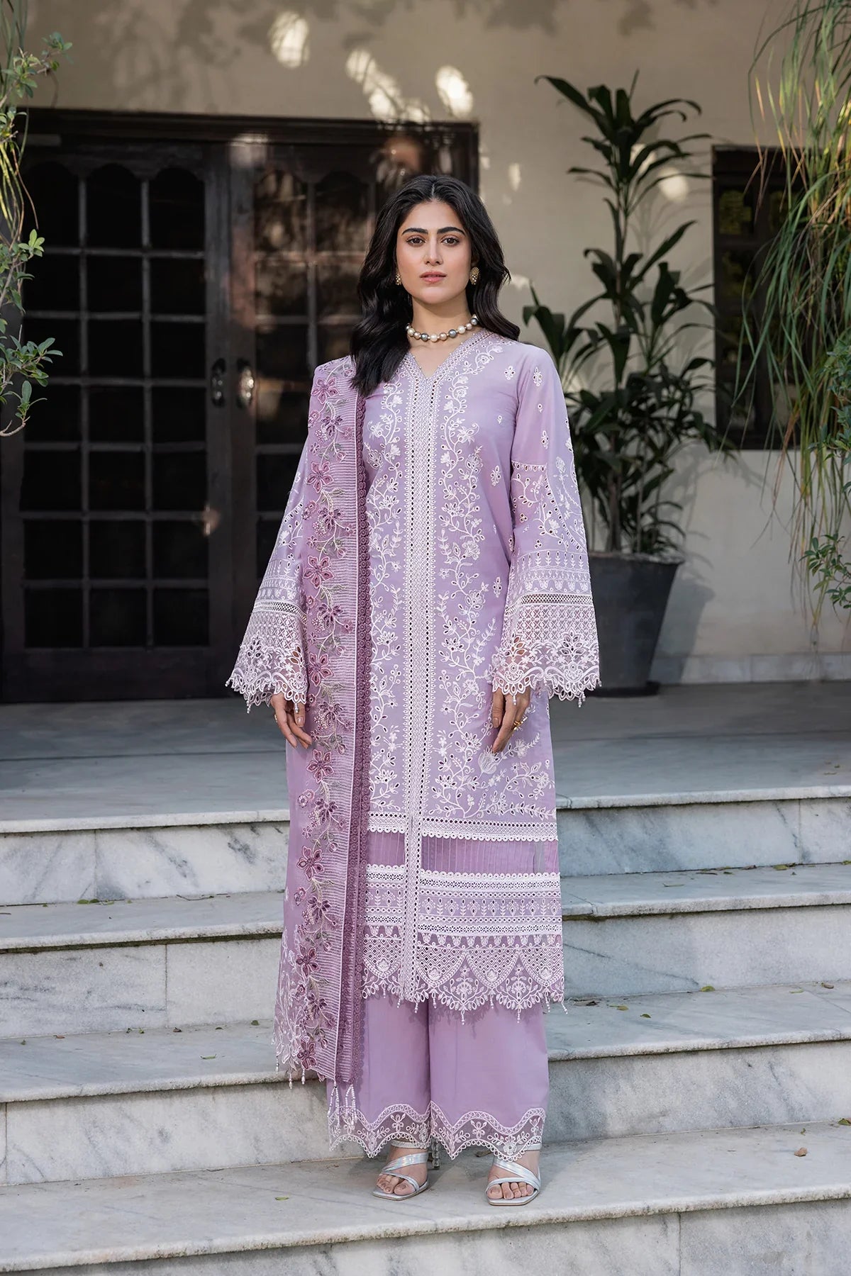 Farasha | Bahaar Embroidered Lawn | Lilac Florine - Official Farasha stockist in UK - Sakeena London