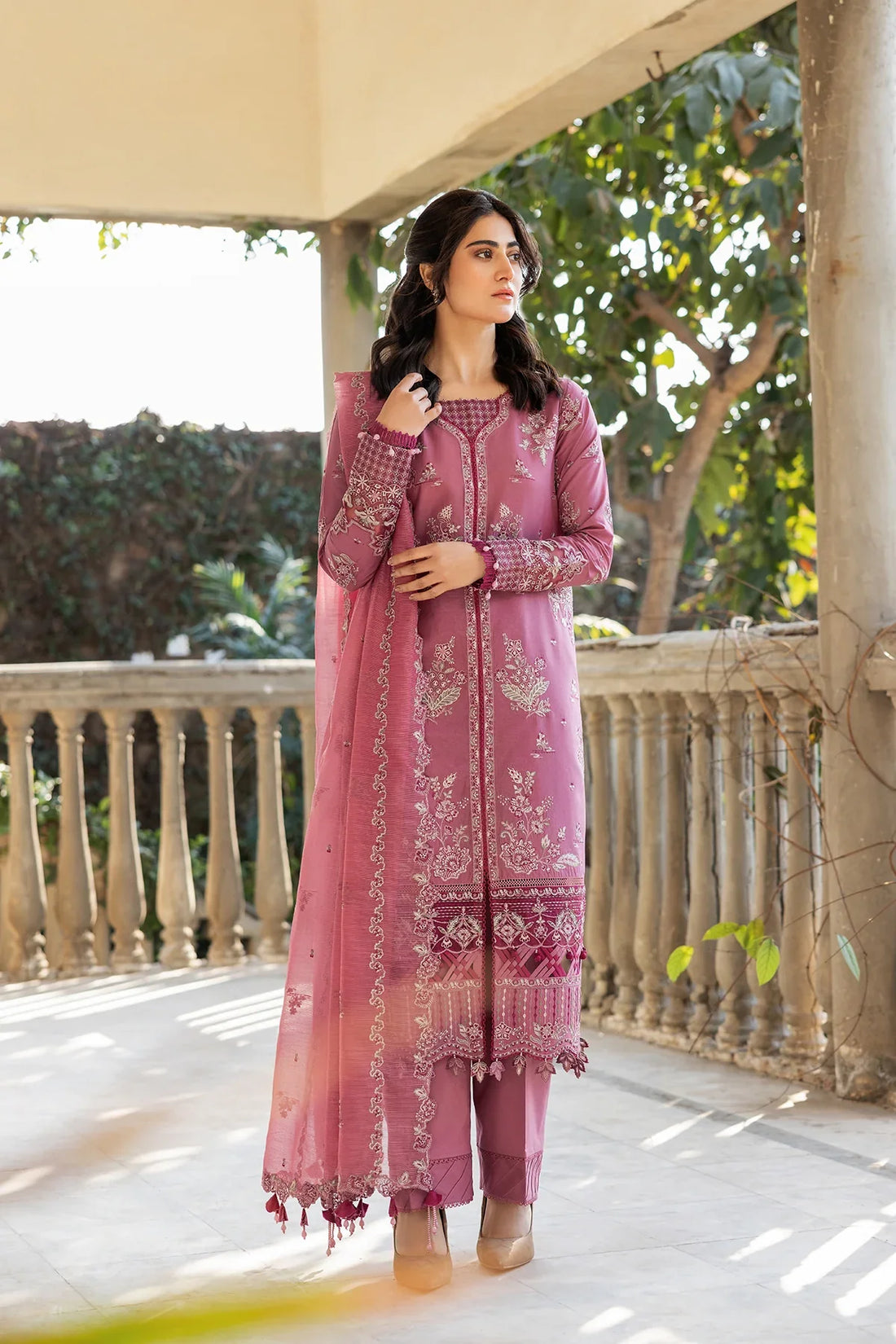 Farasha | Bahaar Embroidered Lawn | Rose Garland - Official Farasha stockist in UK - Sakeena London