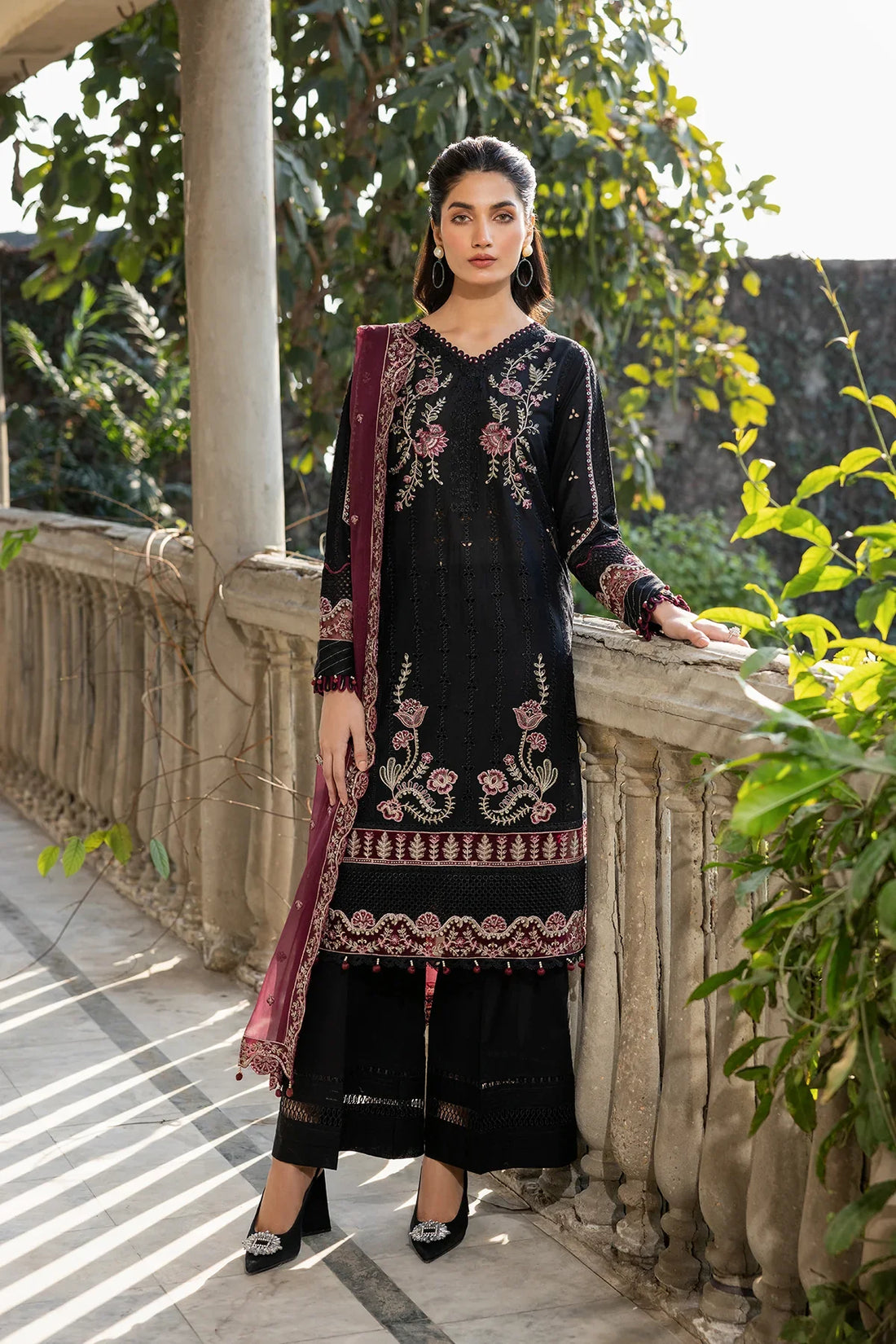 Farasha | Bahaar Embroidered Lawn | Twilight Bloom - Official Farasha stockist in UK - Sakeena London