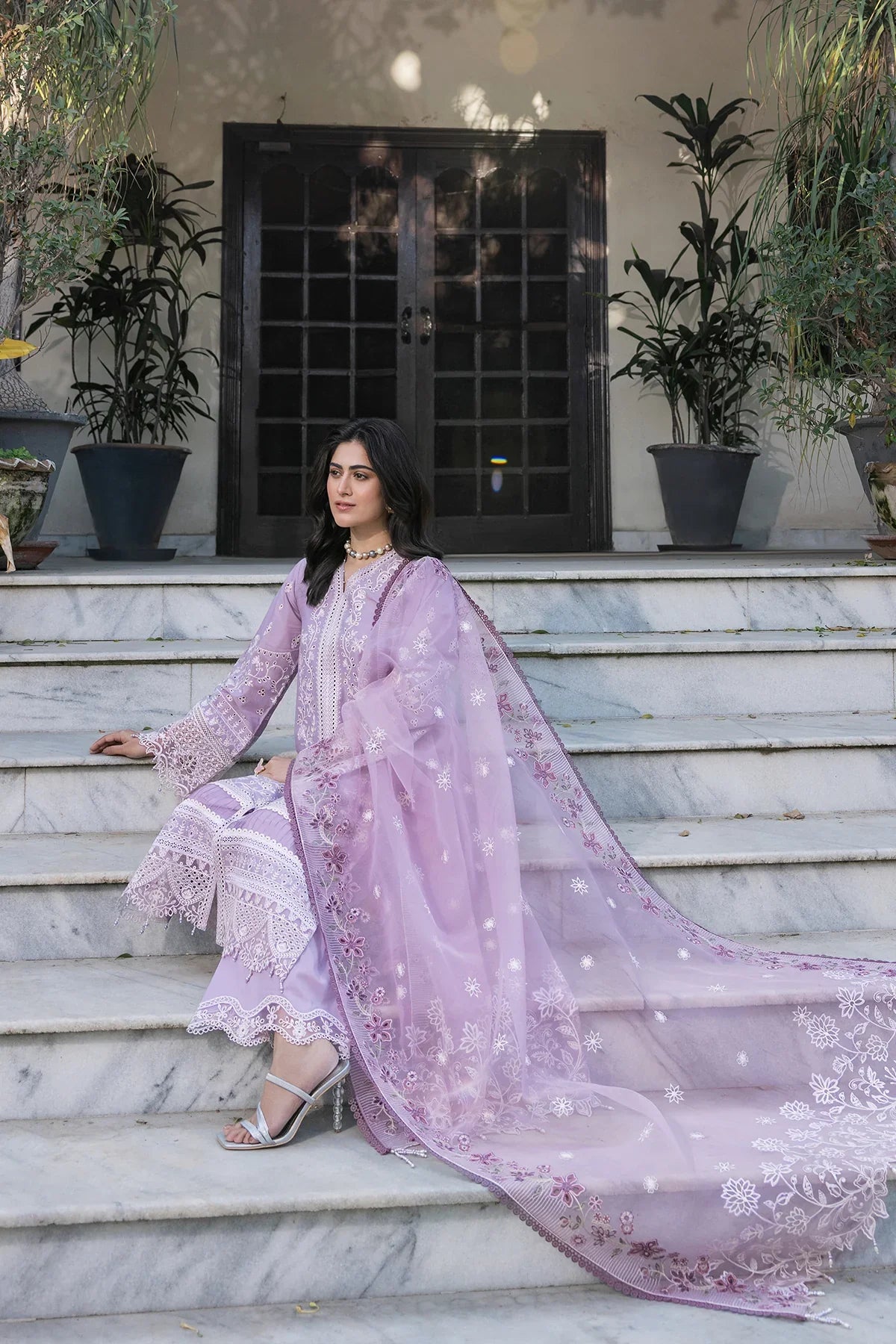 Farasha | Bahaar Embroidered Lawn | Lilac Florine - Official Farasha stockist in UK - Sakeena London