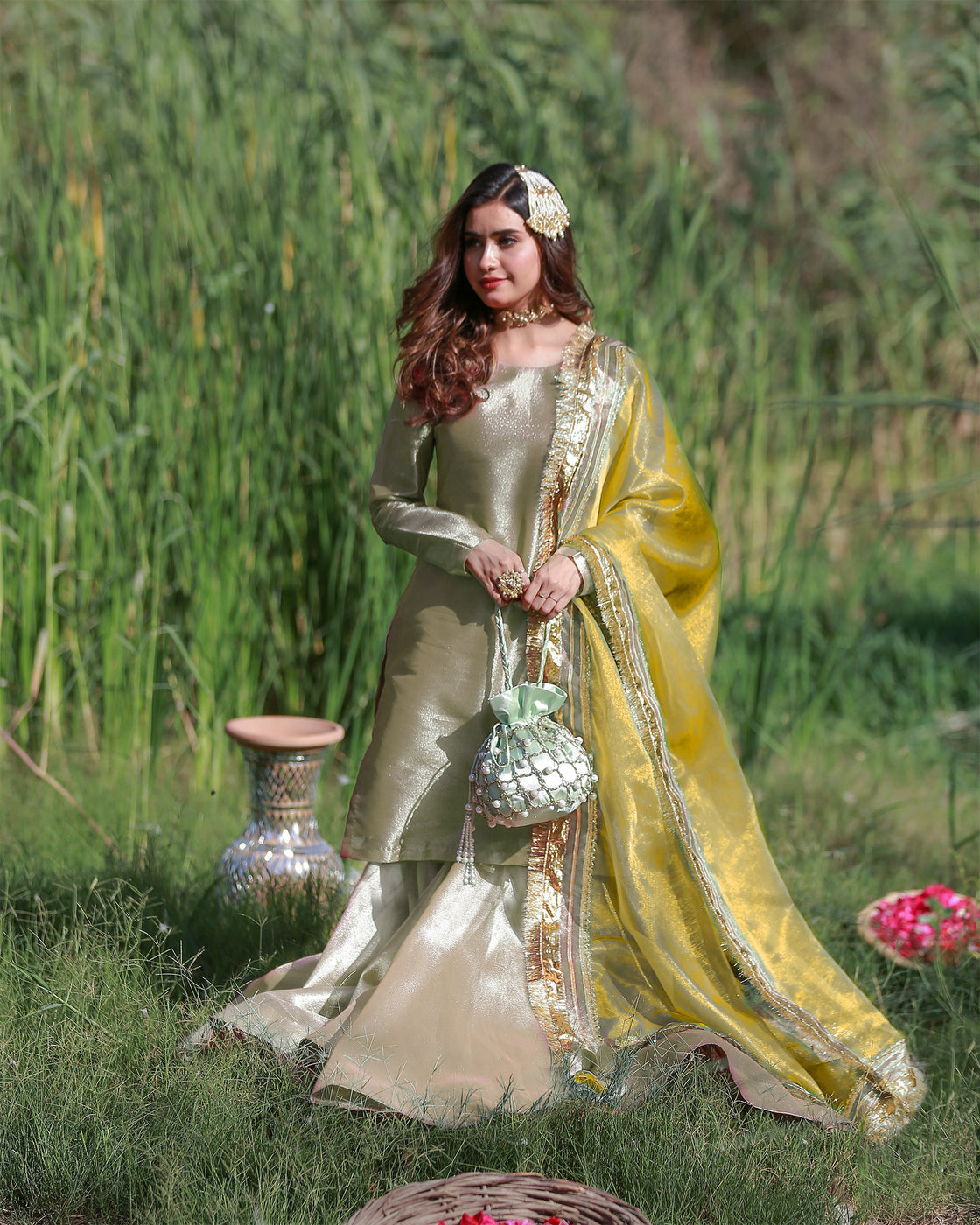 Zar | Gharara Formals | Gold/Yellow - Official Zar stockist in UK - Sakeena London