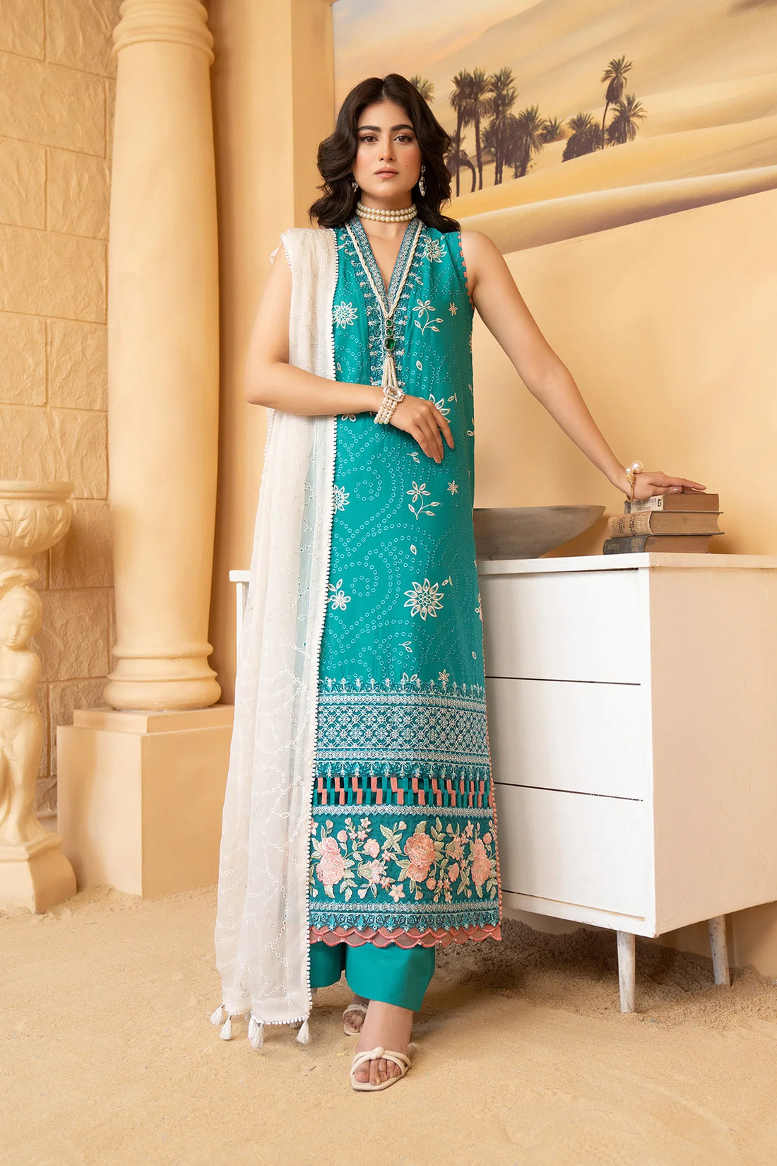 Hemstitch | Summer Luxury Lawn 24 | Turquoise - Official Hemstitch stockist in UK - Sakeena London