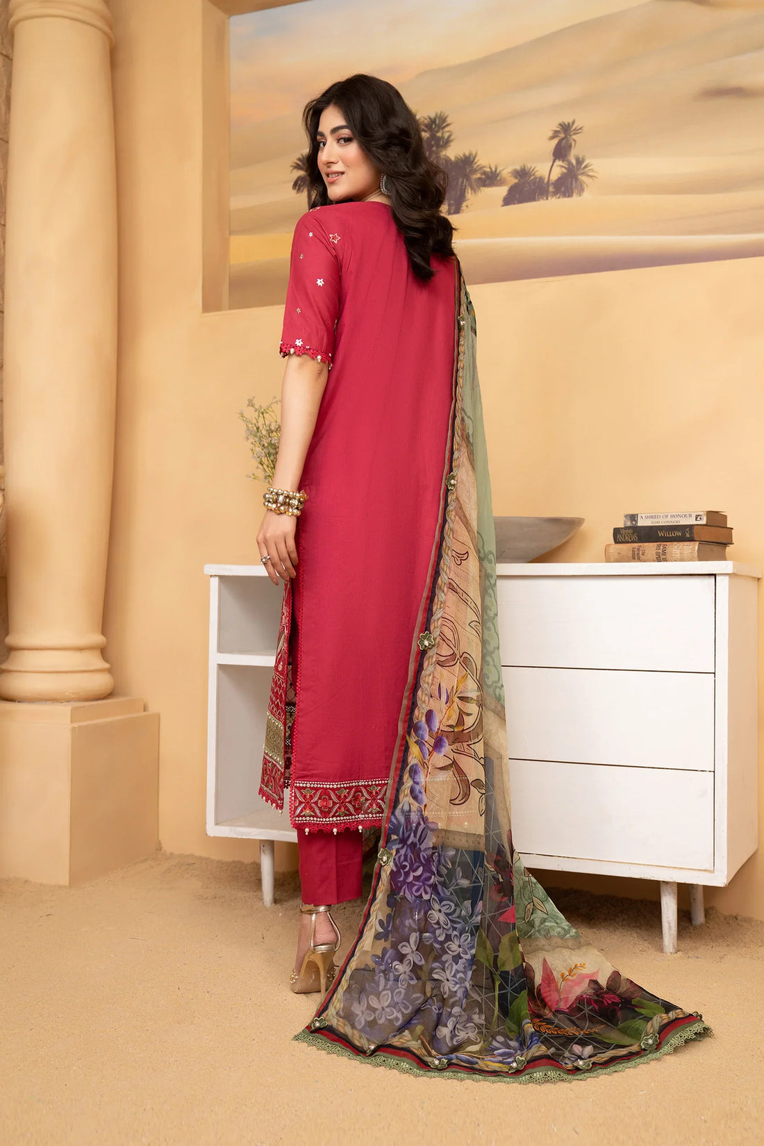 Hemstitch | Summer Luxury Lawn 24 | Scarlet Red - Official Hemstitch stockist in UK - Sakeena London
