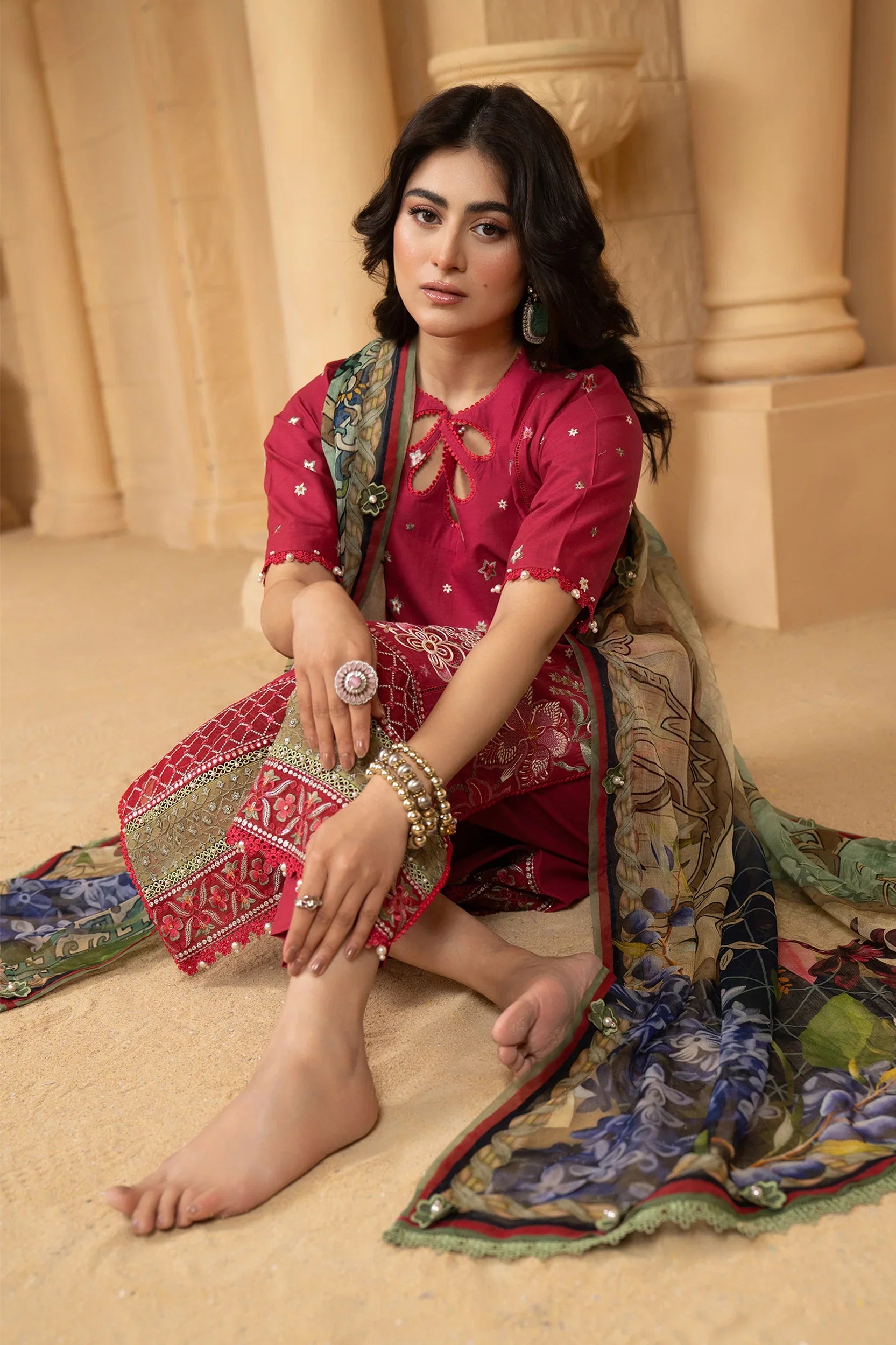 Hemstitch | Summer Luxury Lawn 24 | Scarlet Red - Official Hemstitch stockist in UK - Sakeena London