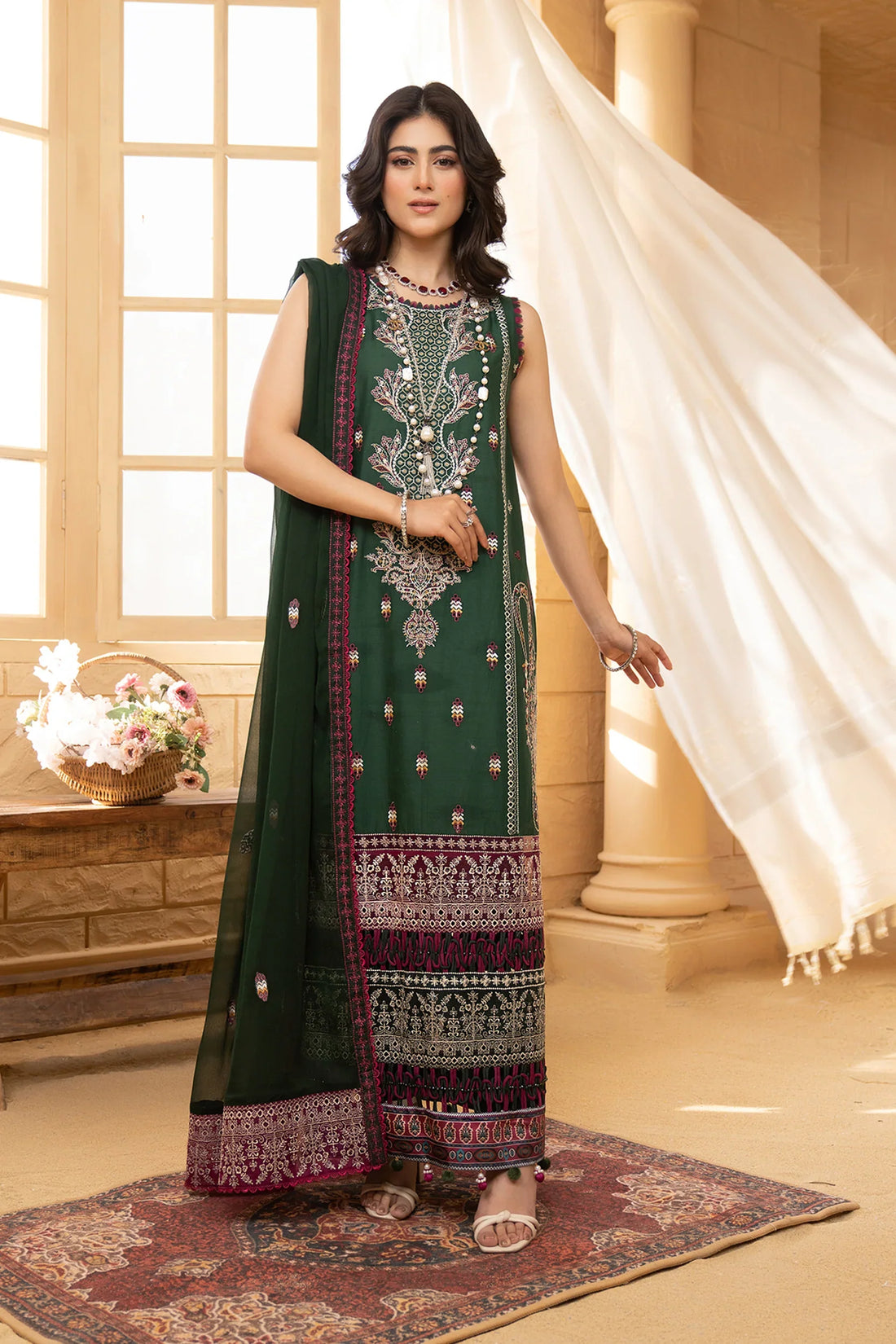 Hemstitch | Summer Luxury Lawn 24 | Bottle Green - Official Hemstitch stockist in UK - Sakeena London