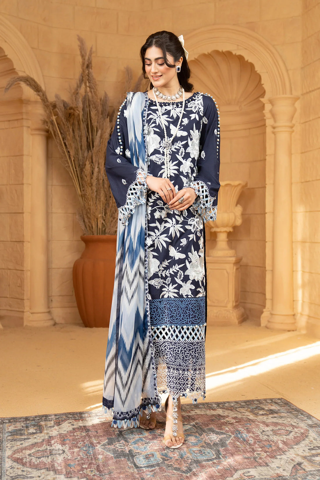 Hemstitch | Summer Luxury Lawn 24 | Ice Blue - Official Hemstitch stockist in UK - Sakeena London
