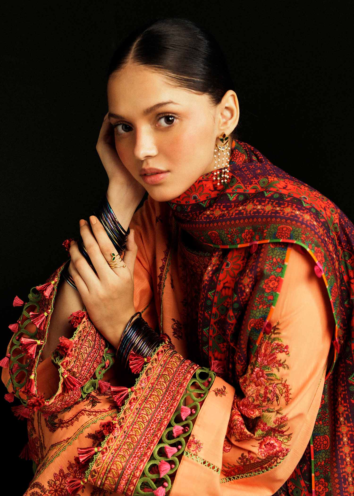 Hussain Rehar | Winter Shawl Khaddar 23 | Sunrise - Official Hussain Rehar stockist in UK - Sakeena London