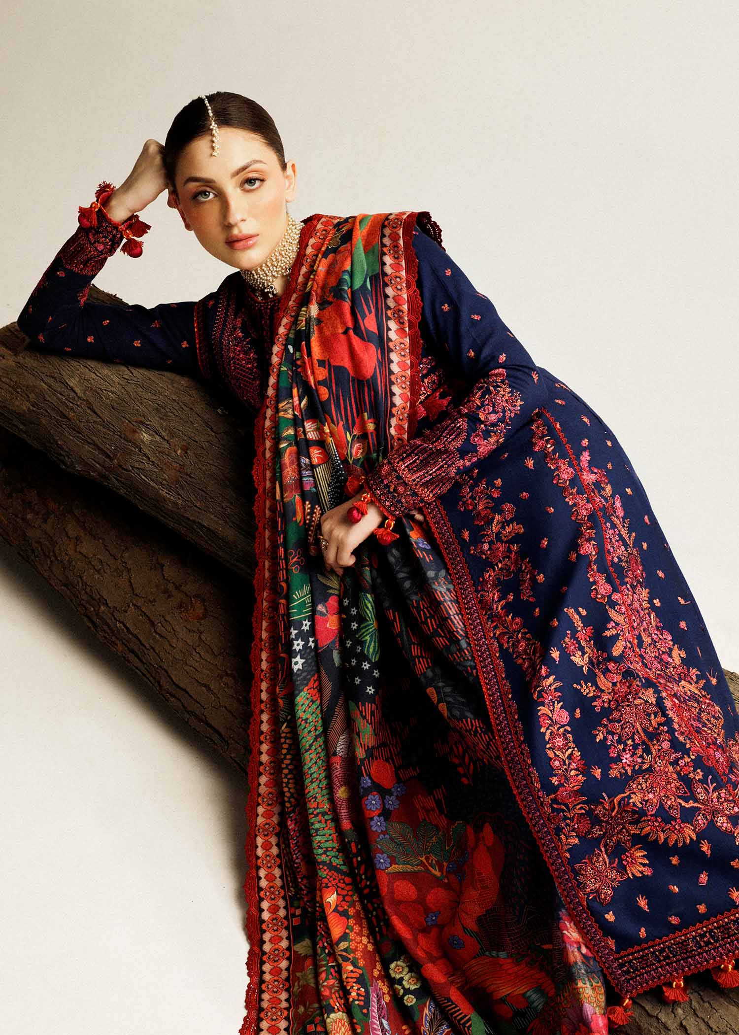 Hussain Rehar | Winter Shawl Khaddar 23 | Cerulean - Official Hussain Rehar stockist in UK - Sakeena London